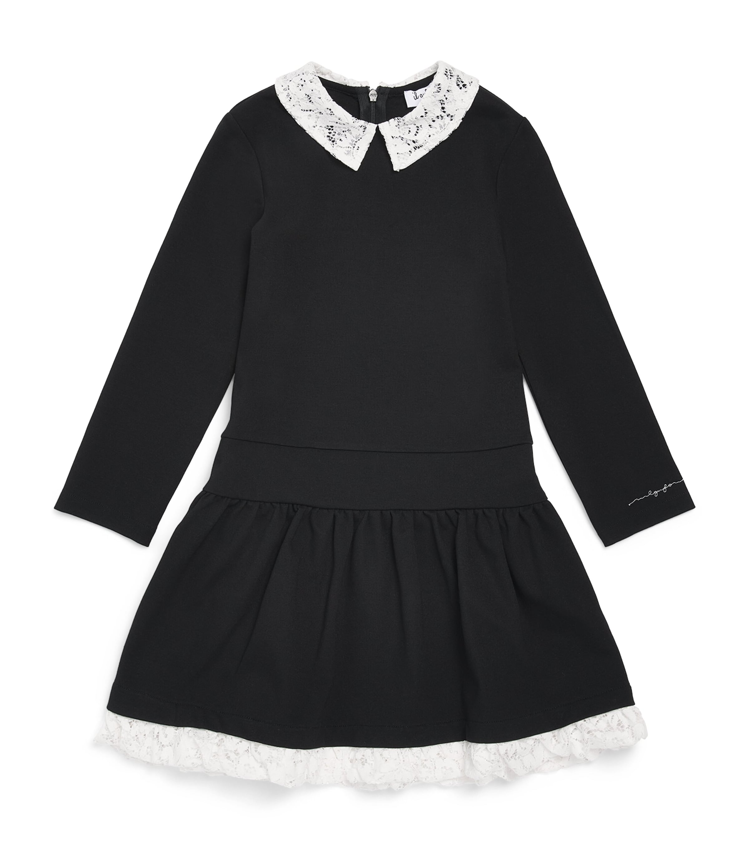 Il Gufo Milano Jersey Lace Collar Dress (2-12 Years) Black