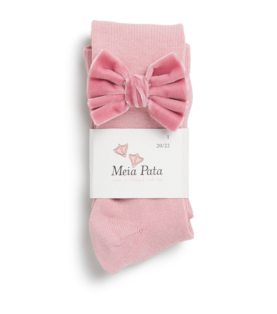 Velvet-Bow Knee-High Socks