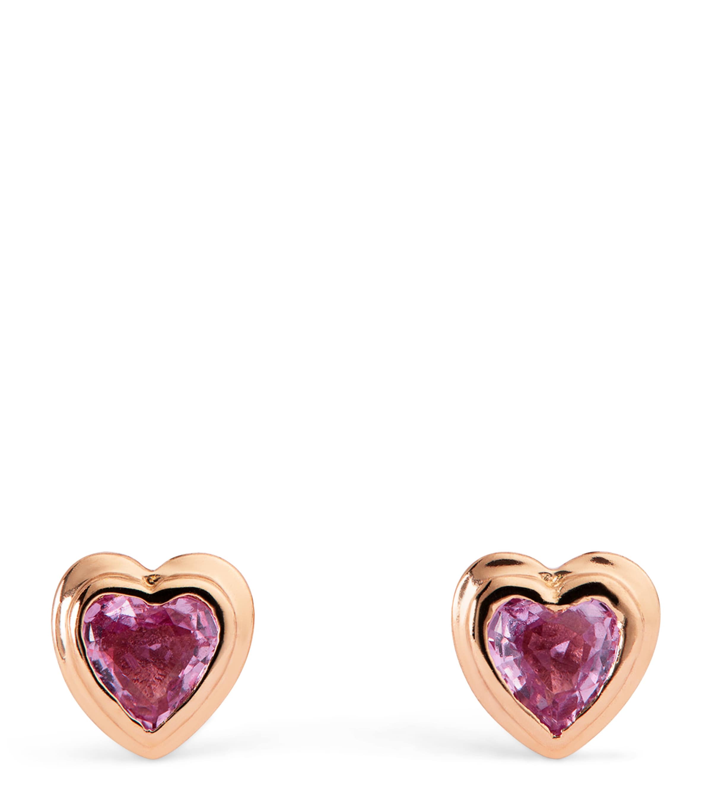 Rose Gold and Sapphire Heart Stud Earrings