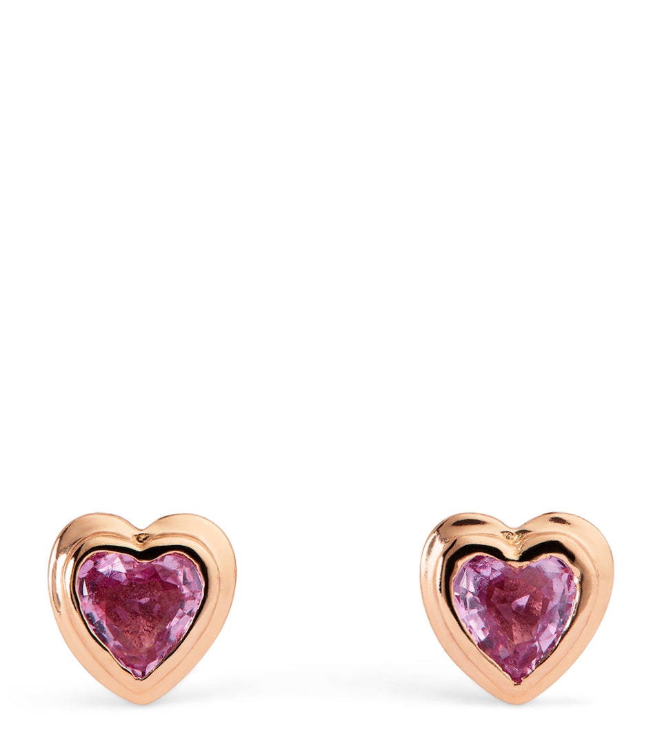 Rose Gold and Sapphire Heart Stud Earrings
