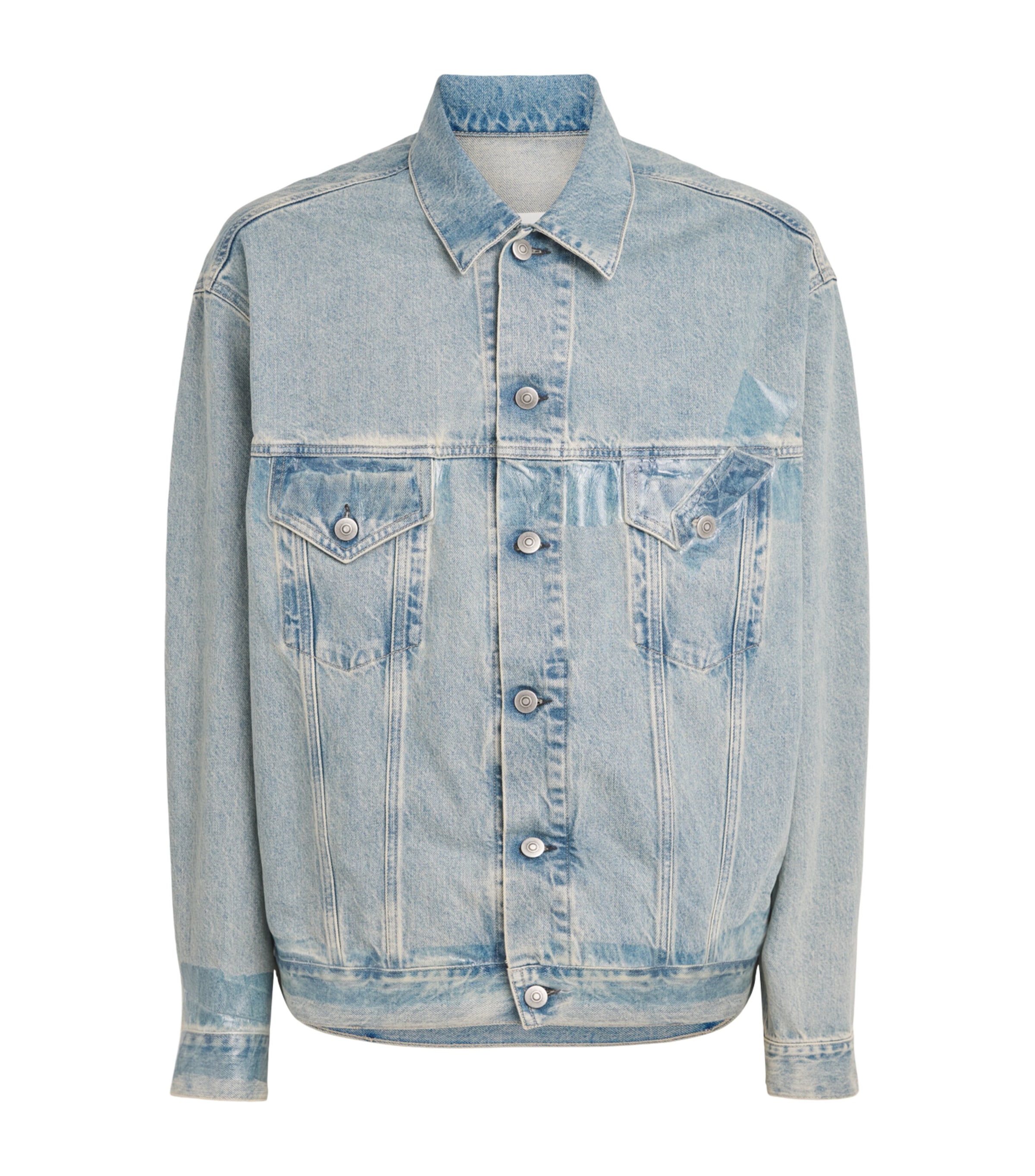 Maison Margiela Mens Distressed Denim Jacket Ice Blue