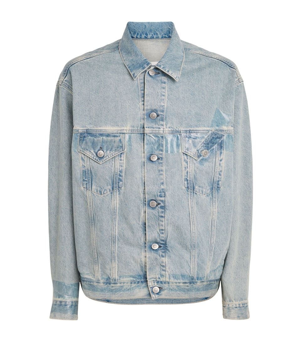 Maison Margiela Mens Distressed Denim Jacket Ice Blue
