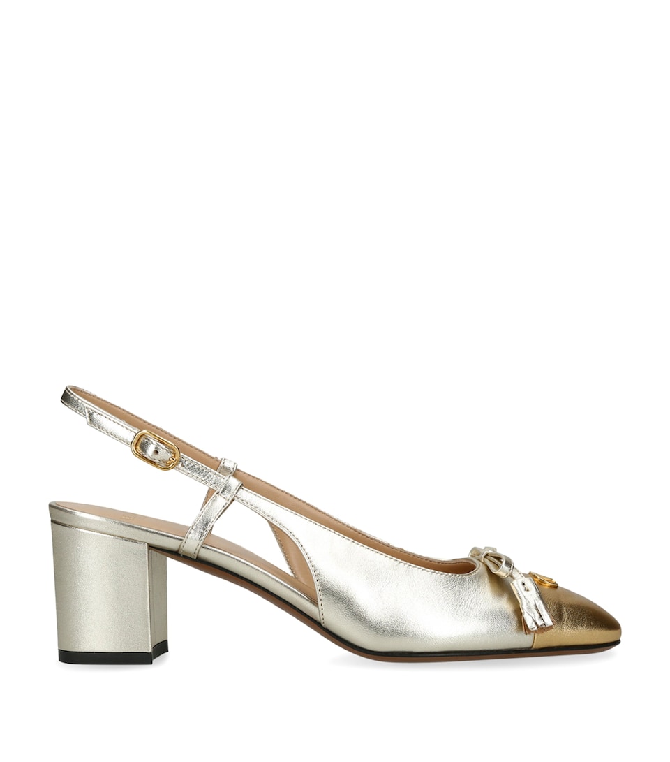Valentino Garavani Leather Valet Du Roi Slingback Heels 60 Gold