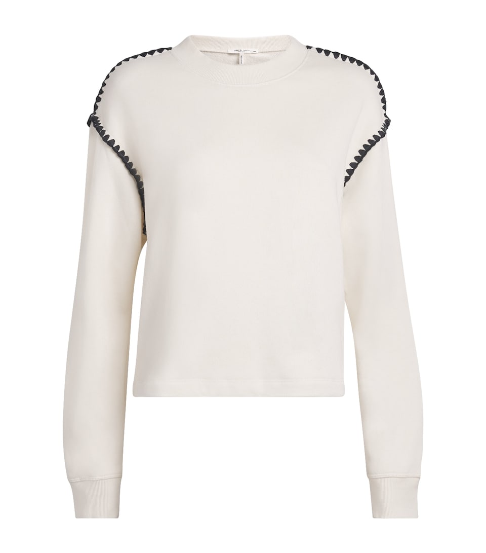 Rag & Bone Womens Vintage Terry Blanket-Stitch Sweatshirt Chalk