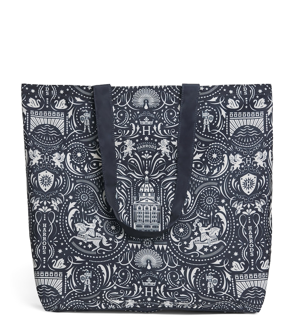 Harrods Knights of Brompton Pocket Shopper Bag Multi Print