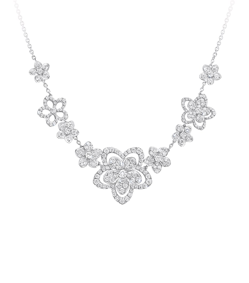 White Gold and Diamond Wild Flower Multi-Diamond Necklace