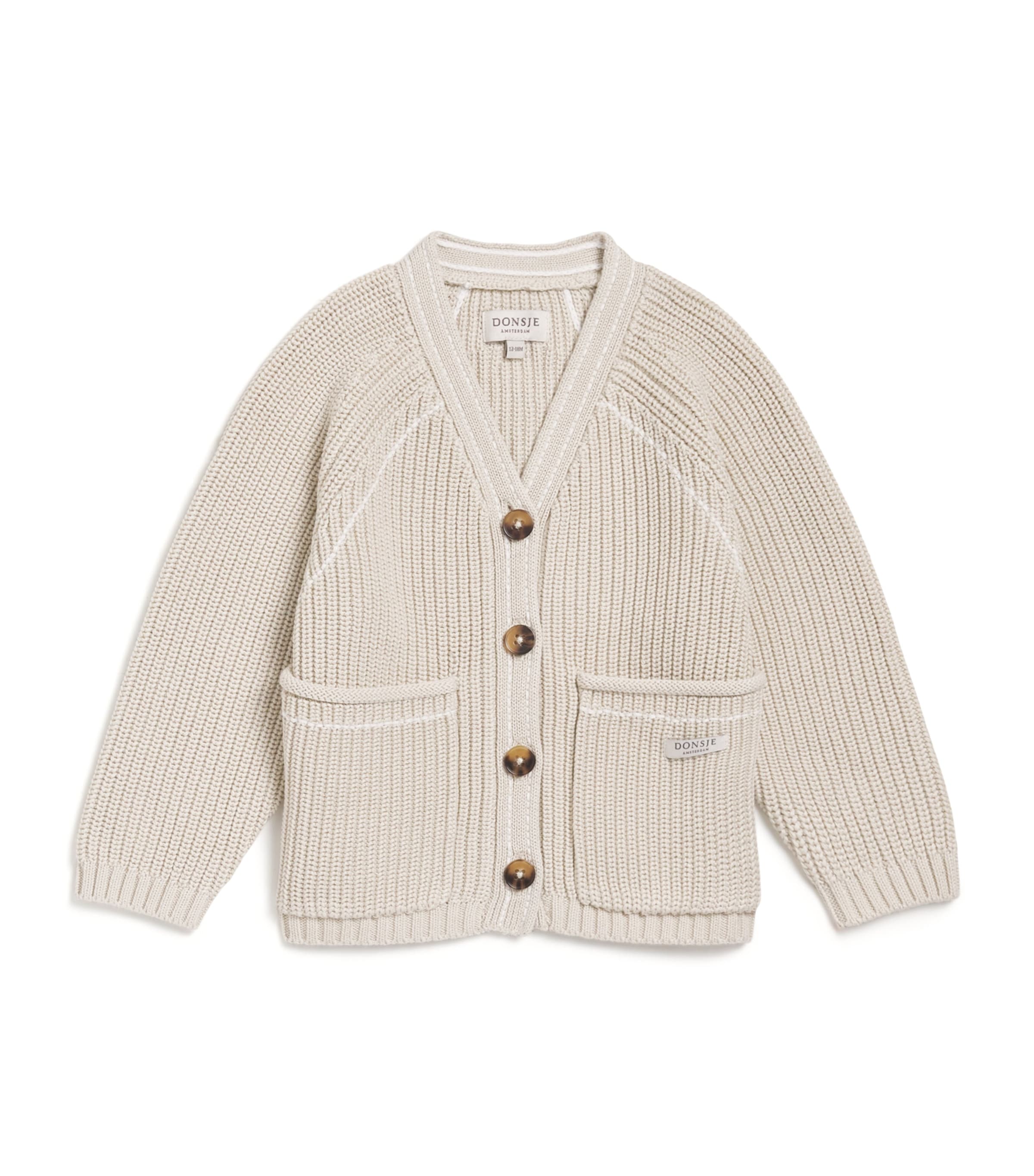 Donsje Organic Cotton Khalan Cardigan (0-30 Months) Sand