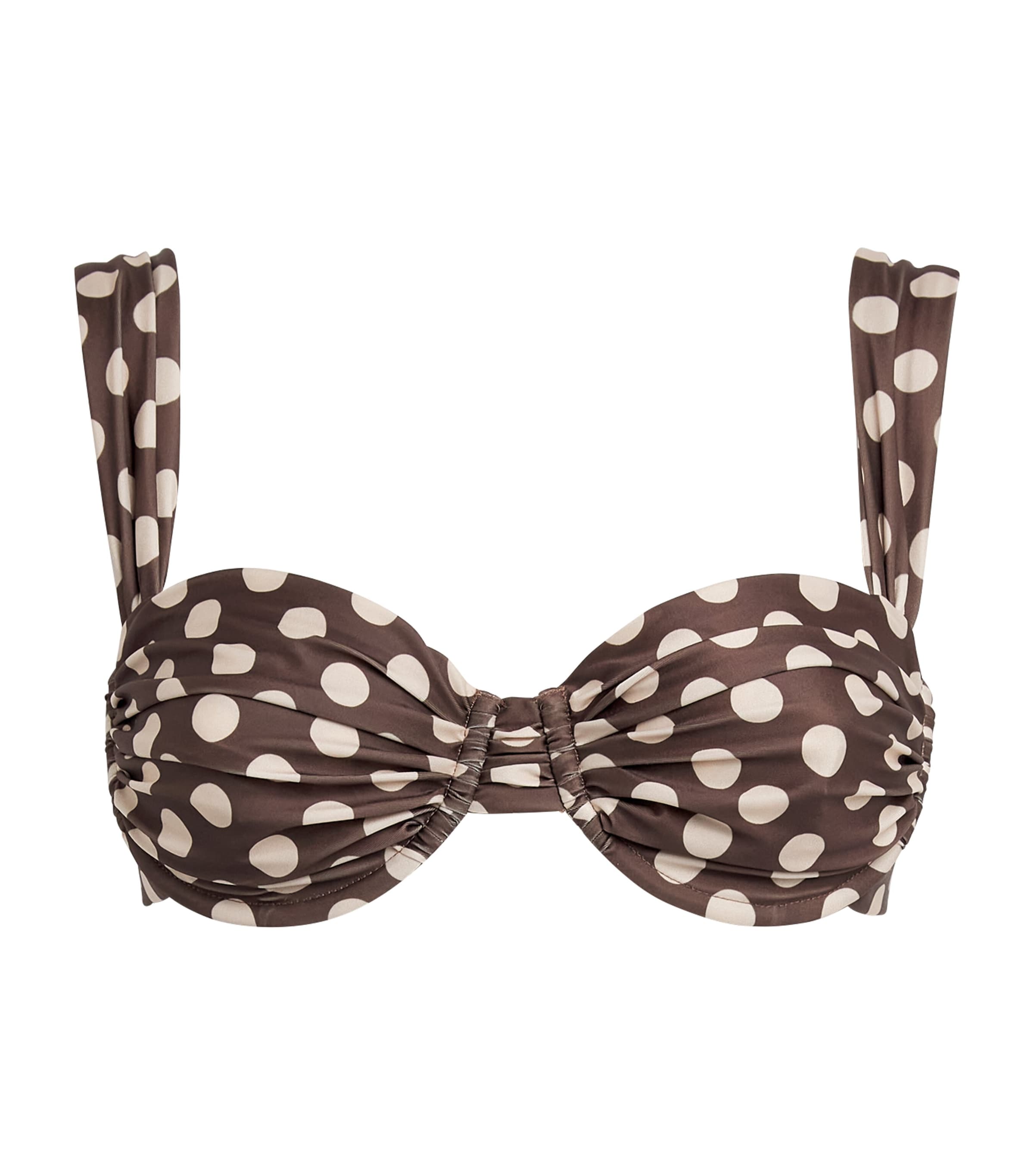 Faithfull the Brand Womens Polka-Dot Sol Bikini Top Cioccolato Dot