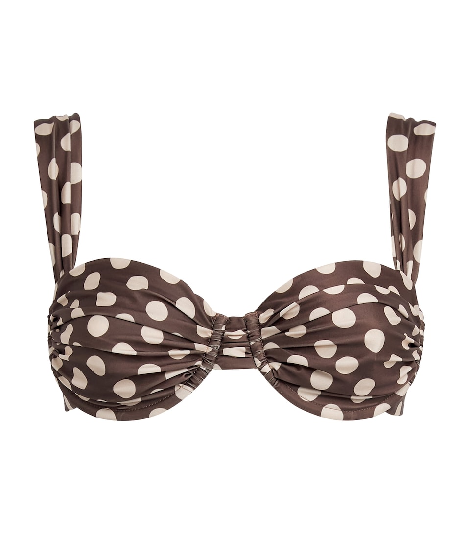Faithfull the Brand Womens Polka-Dot Sol Bikini Top Cioccolato Dot