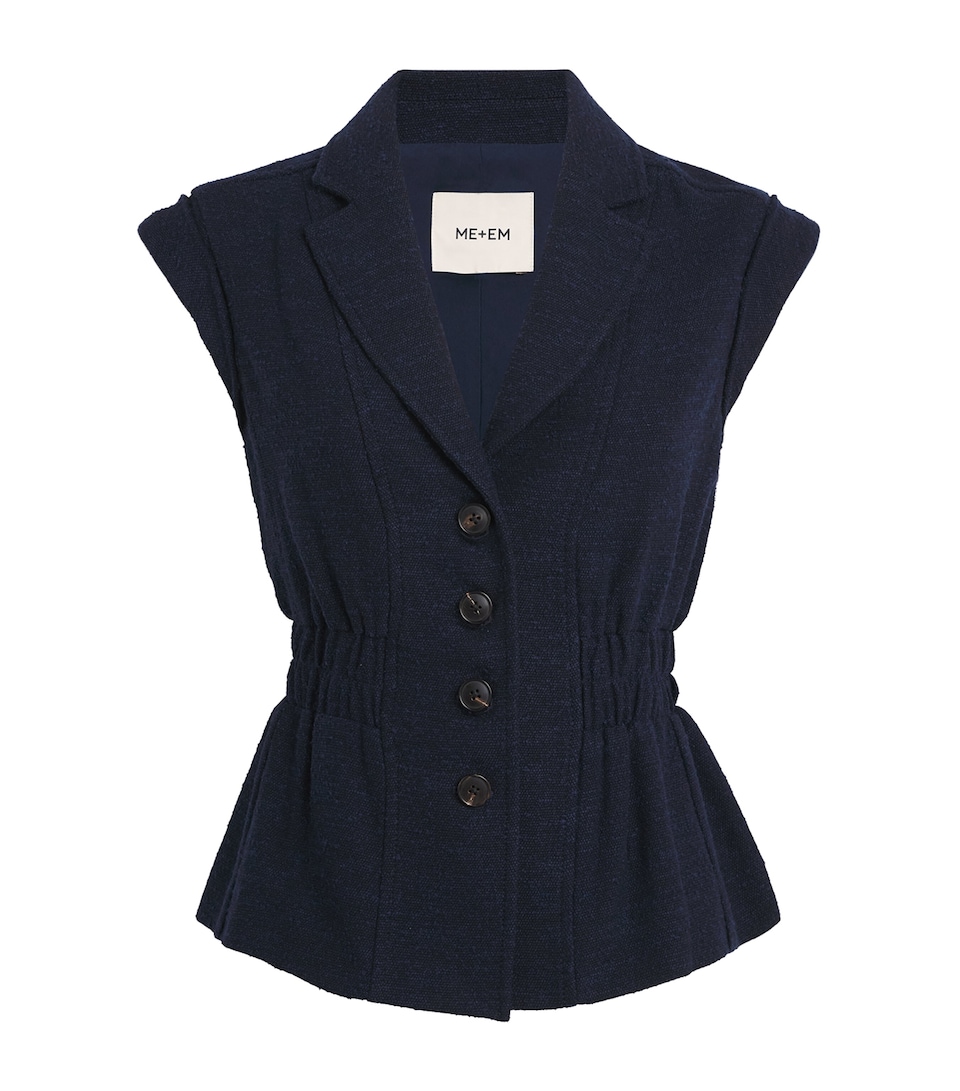 ME+EM Womens Bouclé Soft Sculpt Waistcoat Navy
