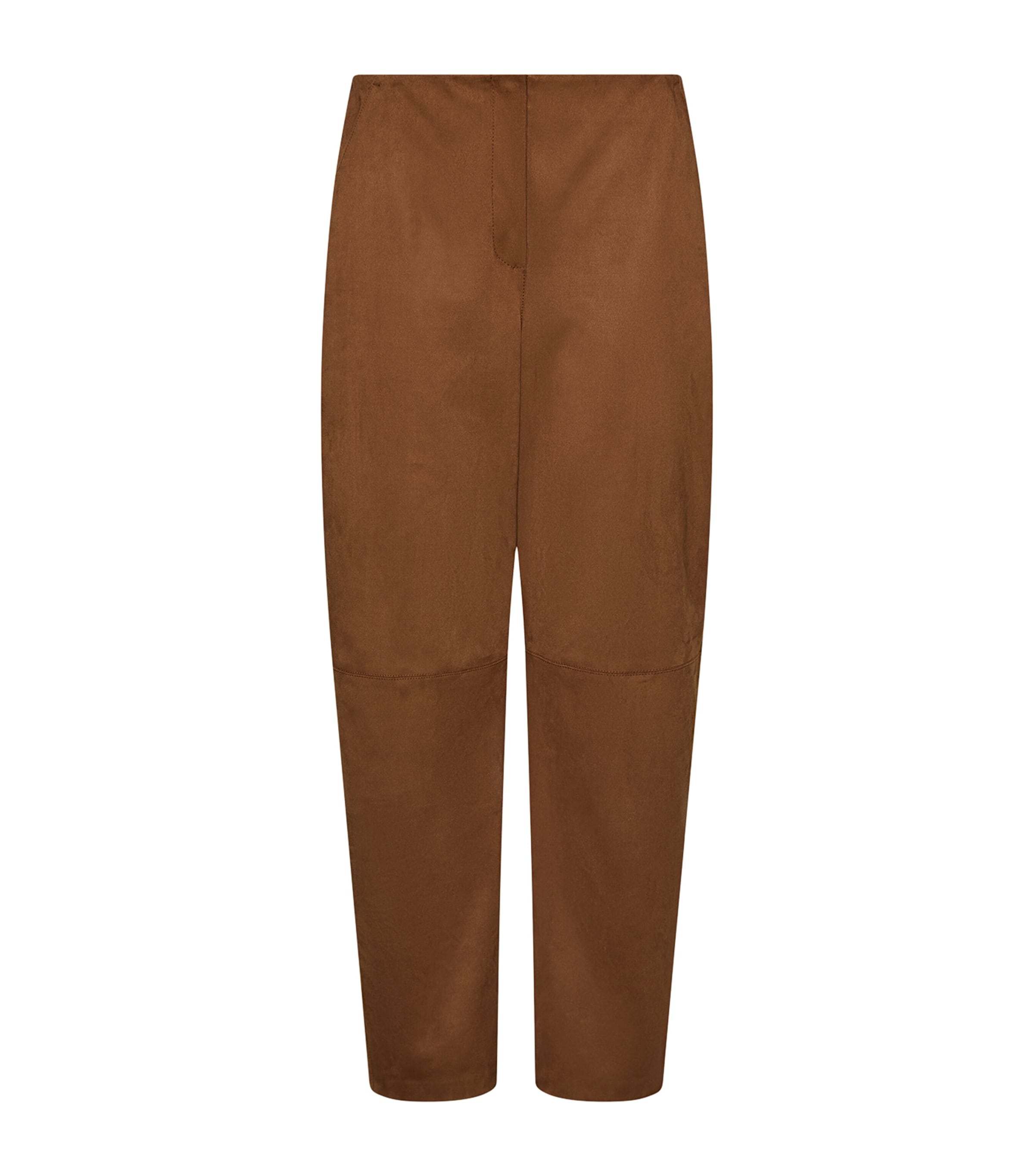 Marella Womens Stretch-Jersey Barrel-Leg Trousers Tobacco Brown