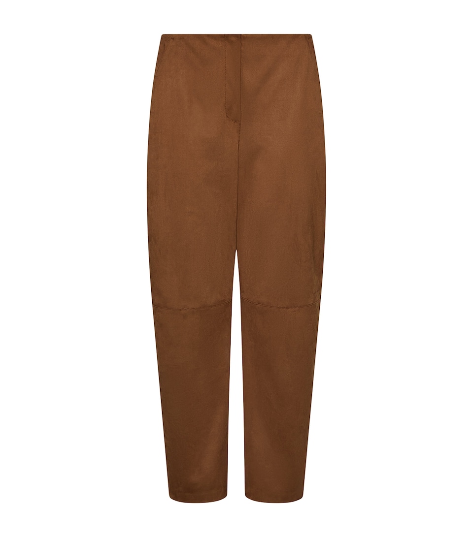 Marella Womens Stretch-Jersey Barrel-Leg Trousers Tobacco Brown