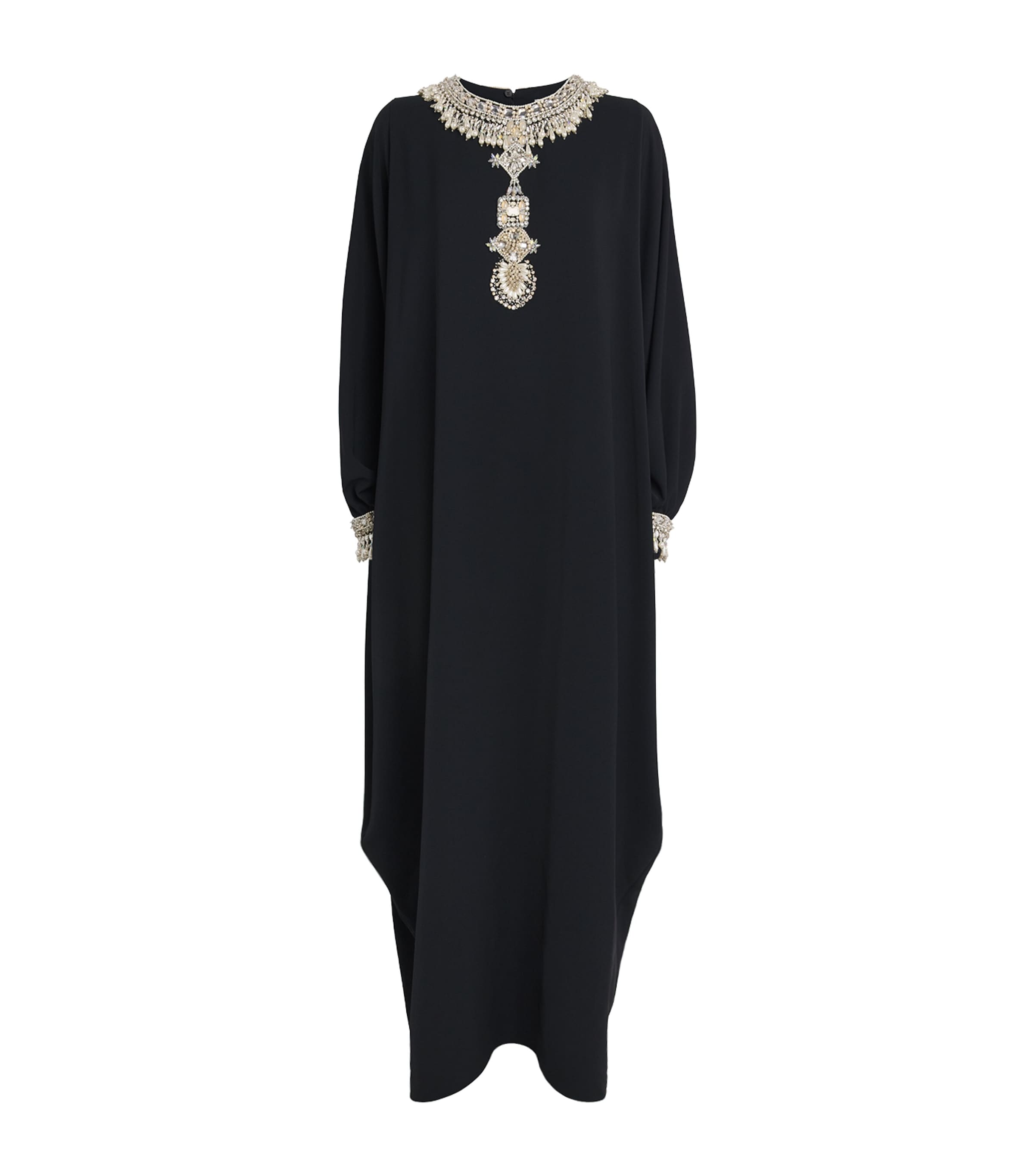 Zuhair Murad Womens Cady Embellished Maxi Kaftan Dress Black/birch
