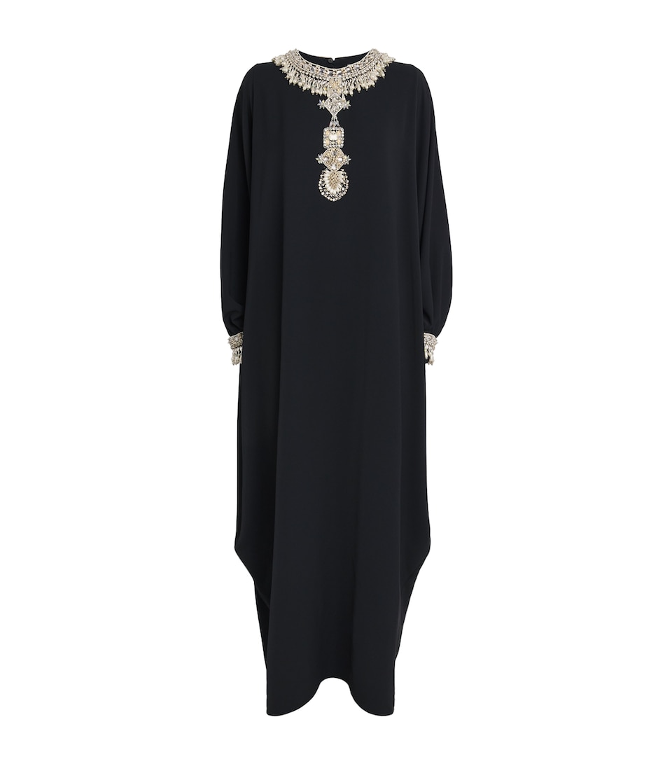 Zuhair Murad Womens Cady Embellished Maxi Kaftan Dress Black/birch