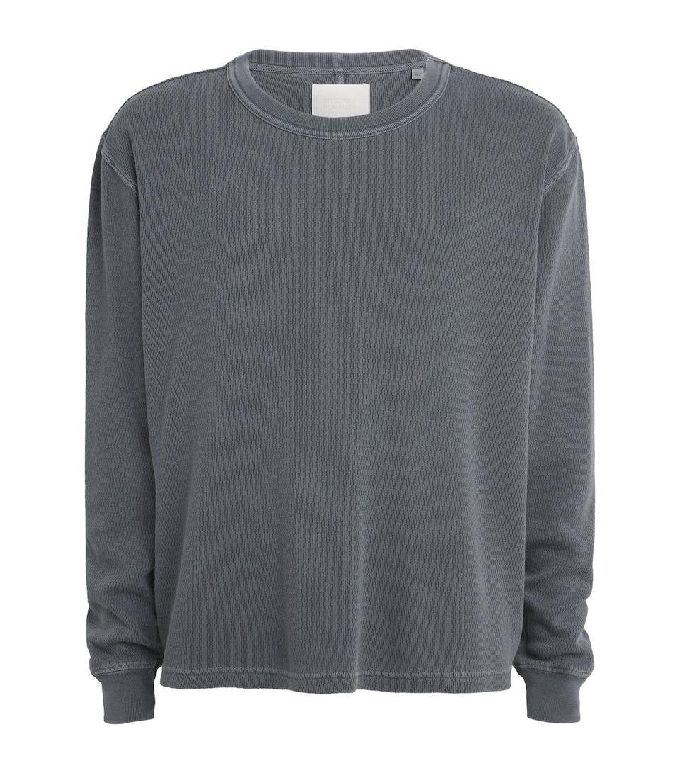 Citizens of Humanity Mens Cotton Waffle-Stitch Sweater Slate
