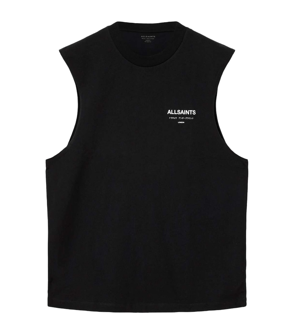 AllSaints Mens Cotton Underground Tank Top Jet Black