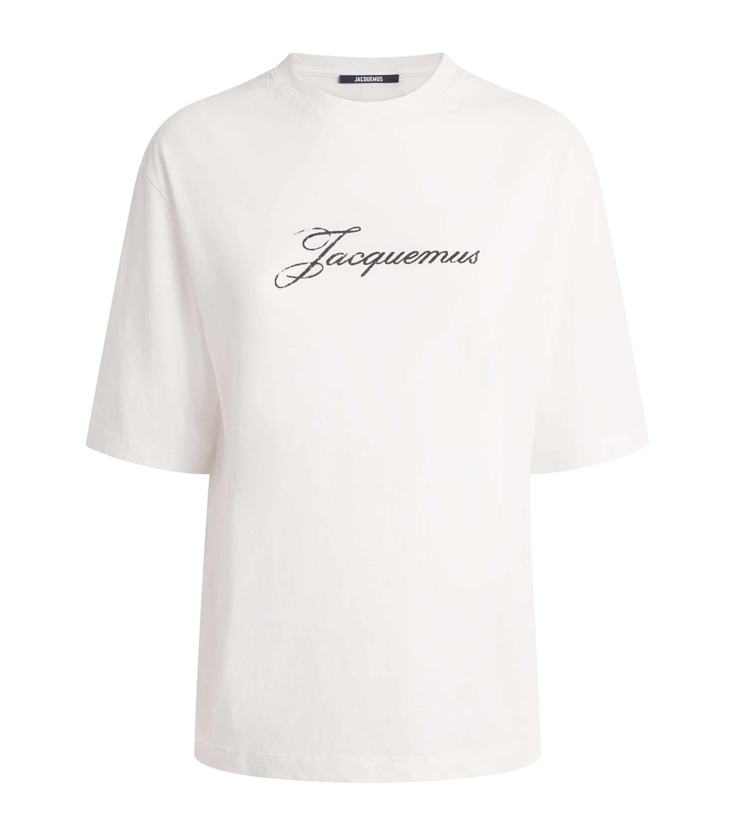Jacquemus Womens Cotton-Hemp Logo T-Shirt White