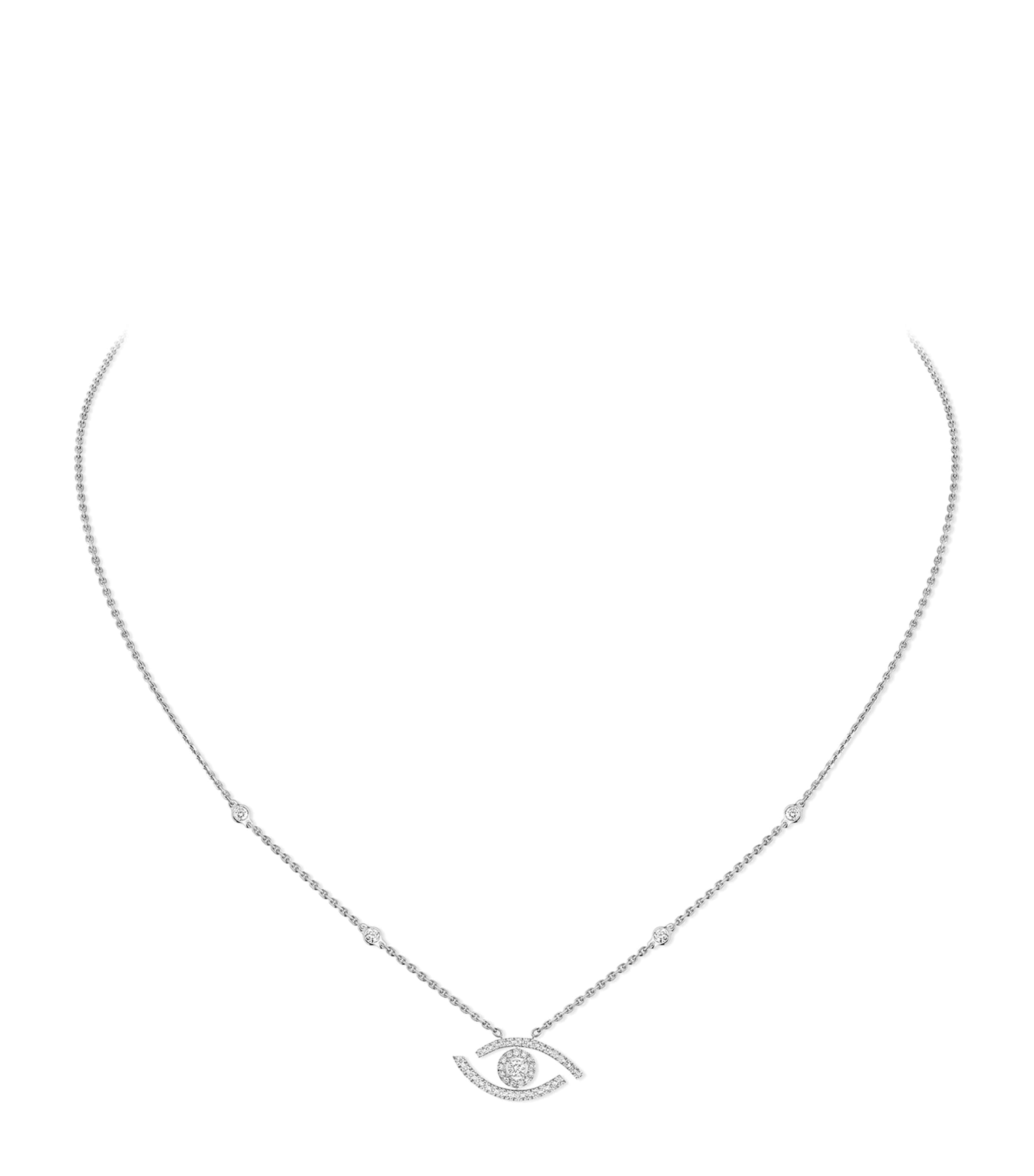 Messika Lucky Eye White Gold and Diamond Pavé Necklace White Gold