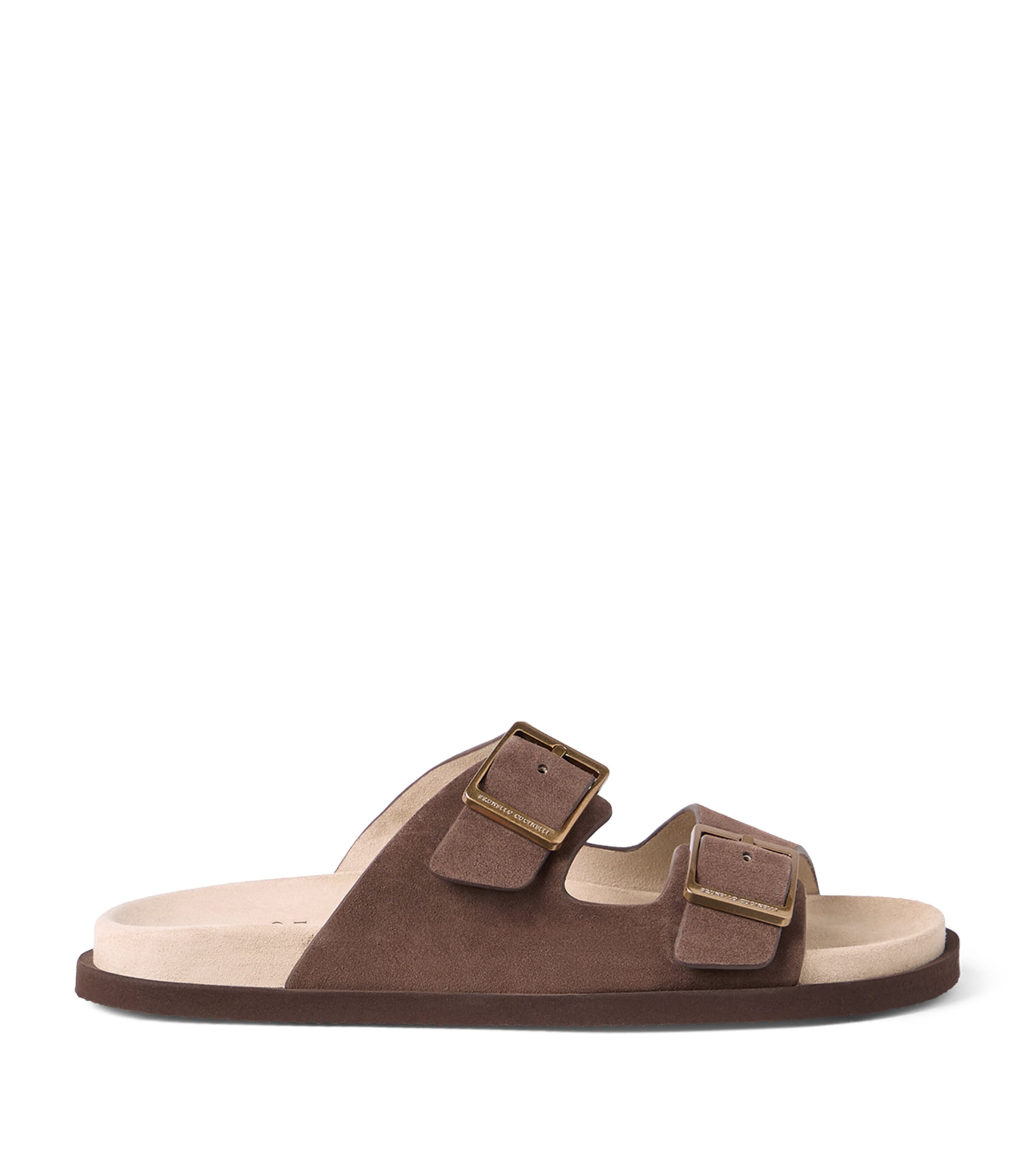 Suede Buckle-Detail Sandals