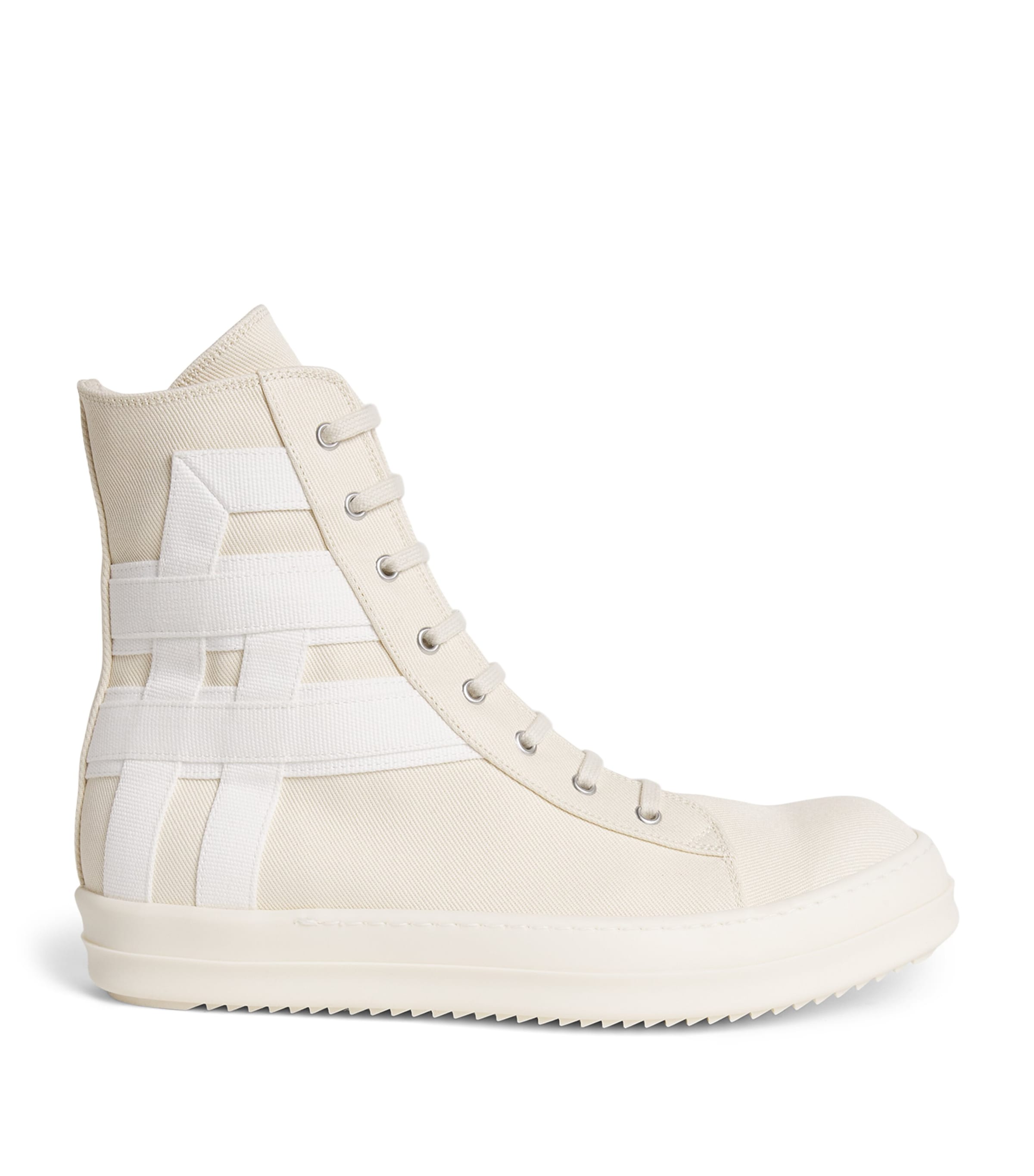 Rick Owens Cotton Canvas High-Top Sneakers All Milk