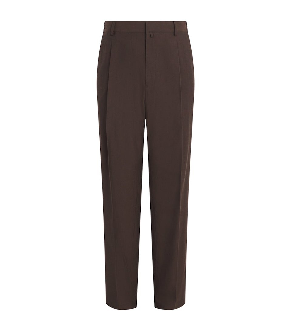 MM6 Maison Margiela Mens Virgin Wool-Cotton Pleated Trousers Brown