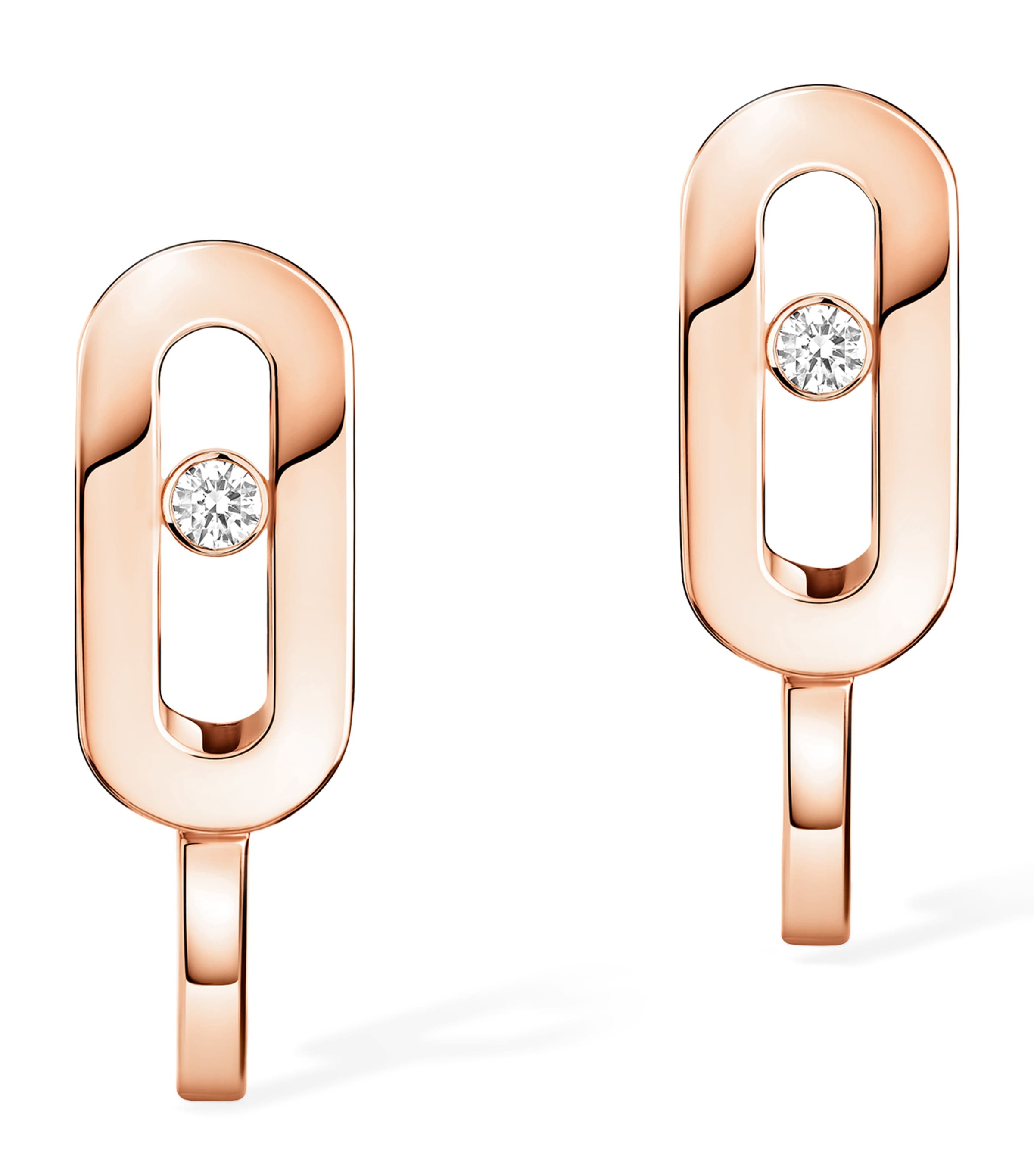 Messika Move Uno Rose Gold and Diamond Mini Hoop Earrings (0.01ct) Pink Gold