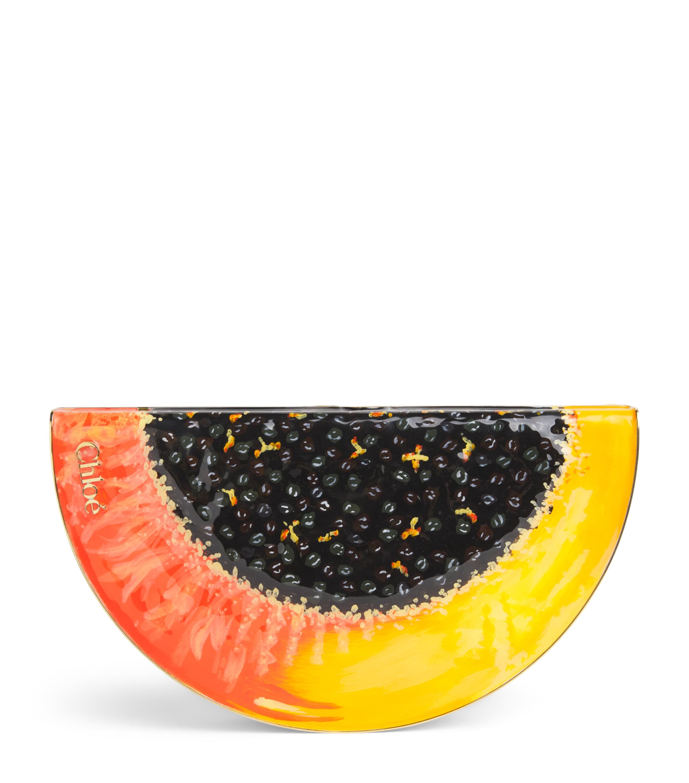 Chloé Enamel Tropicus Papaya Minaudière Bag Whispering Orange