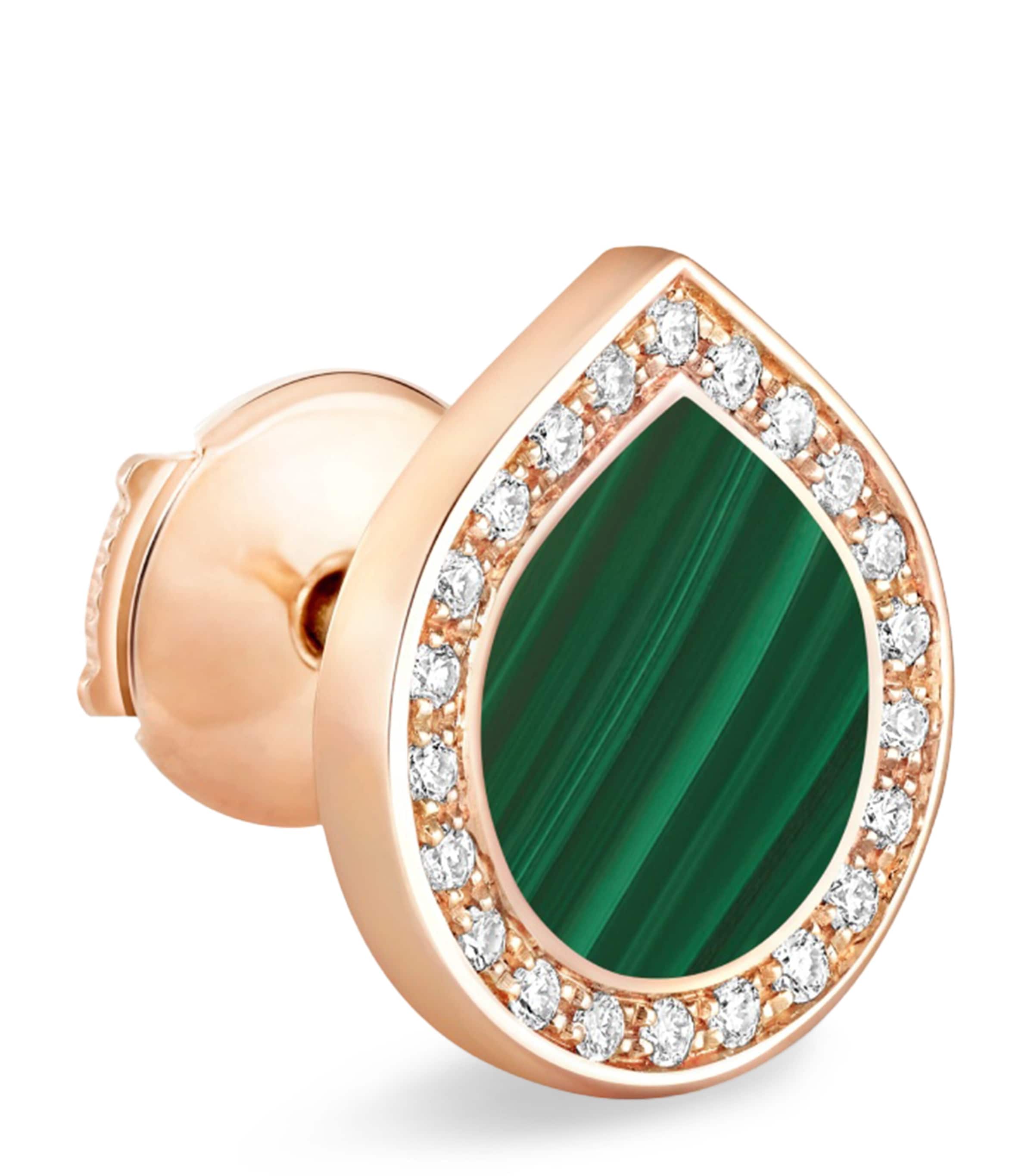 Repossi Rose Gold and Malachite Antifer Single Earring Pink Gold