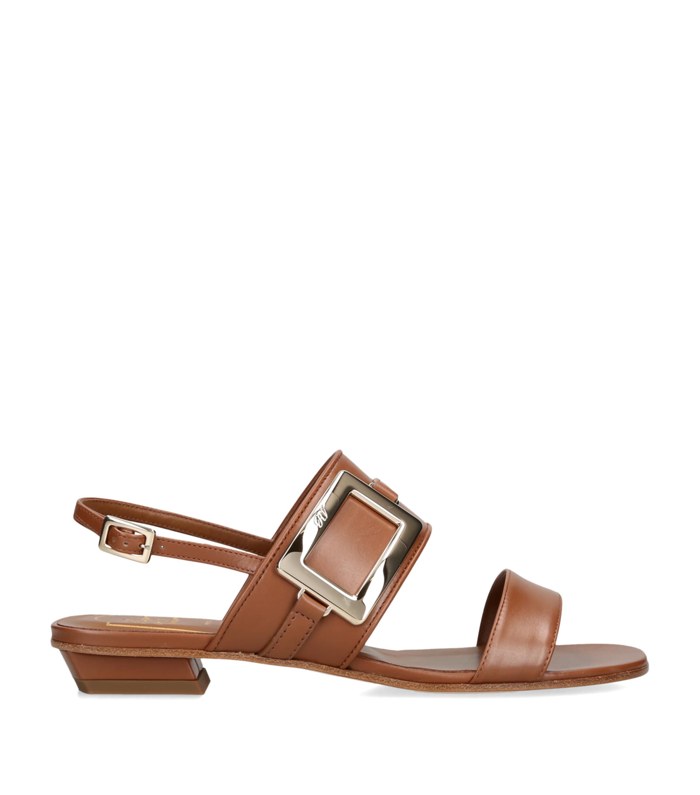Roger Vivier Leather Belle Vivier Sandals 20 Brown