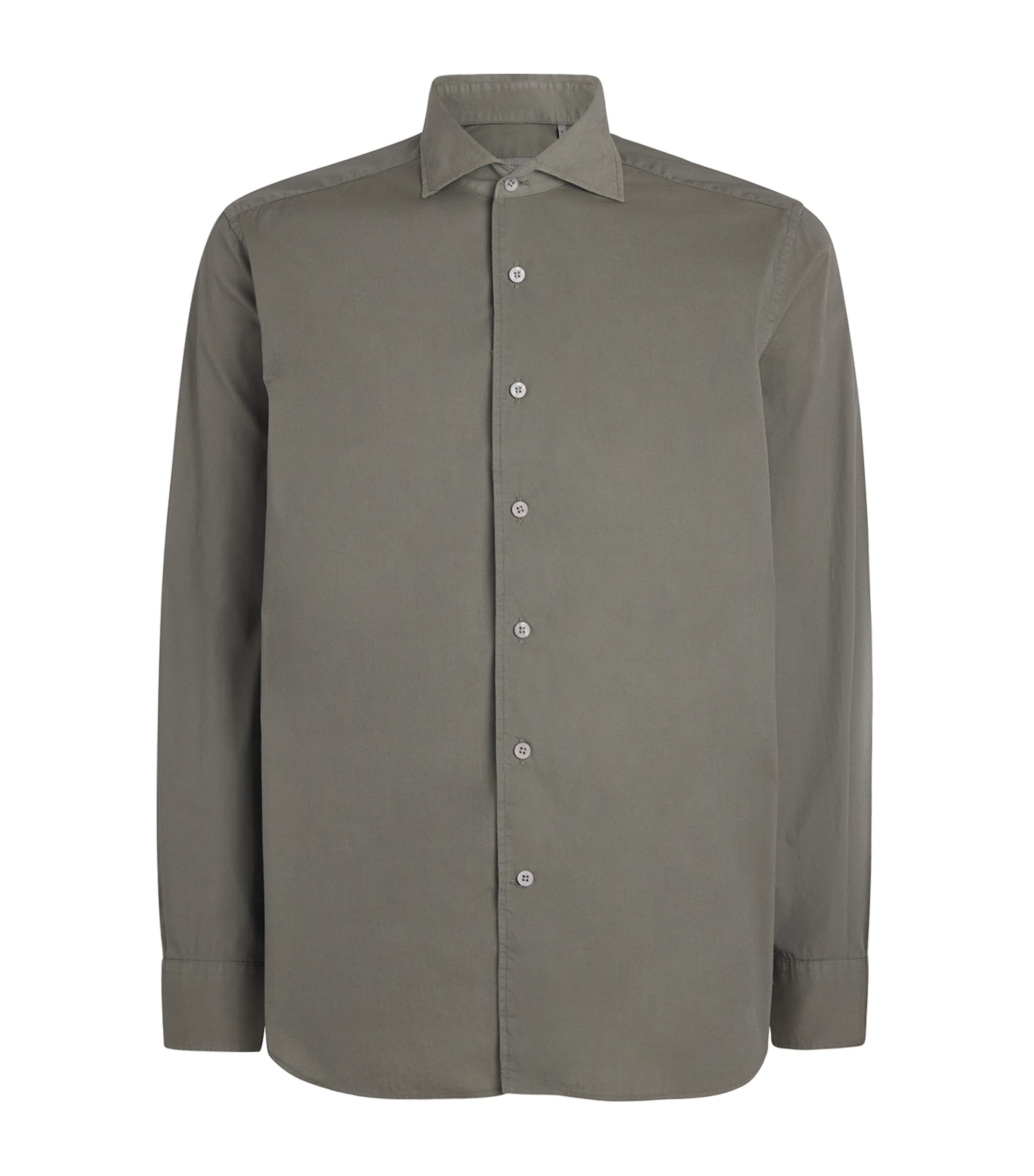 Corneliani Mens Stretch-Cotton Shirt Grey Piece