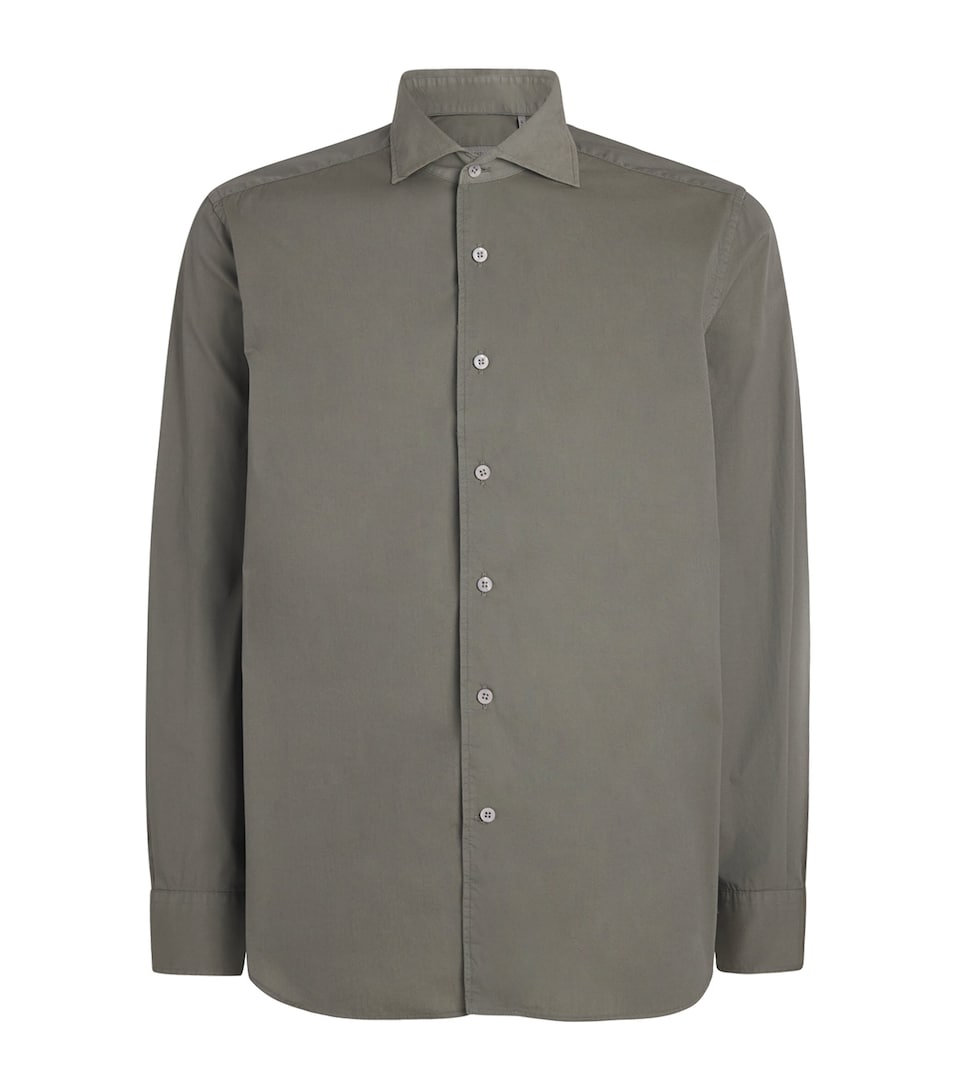 Corneliani Mens Stretch-Cotton Shirt Grey Piece
