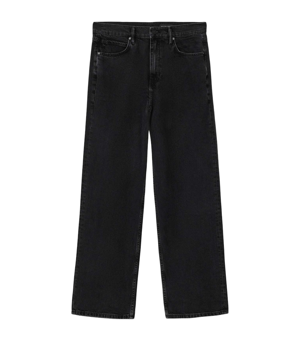 AllSaints Mens Lenny Wide-Leg Jeans Washed Black