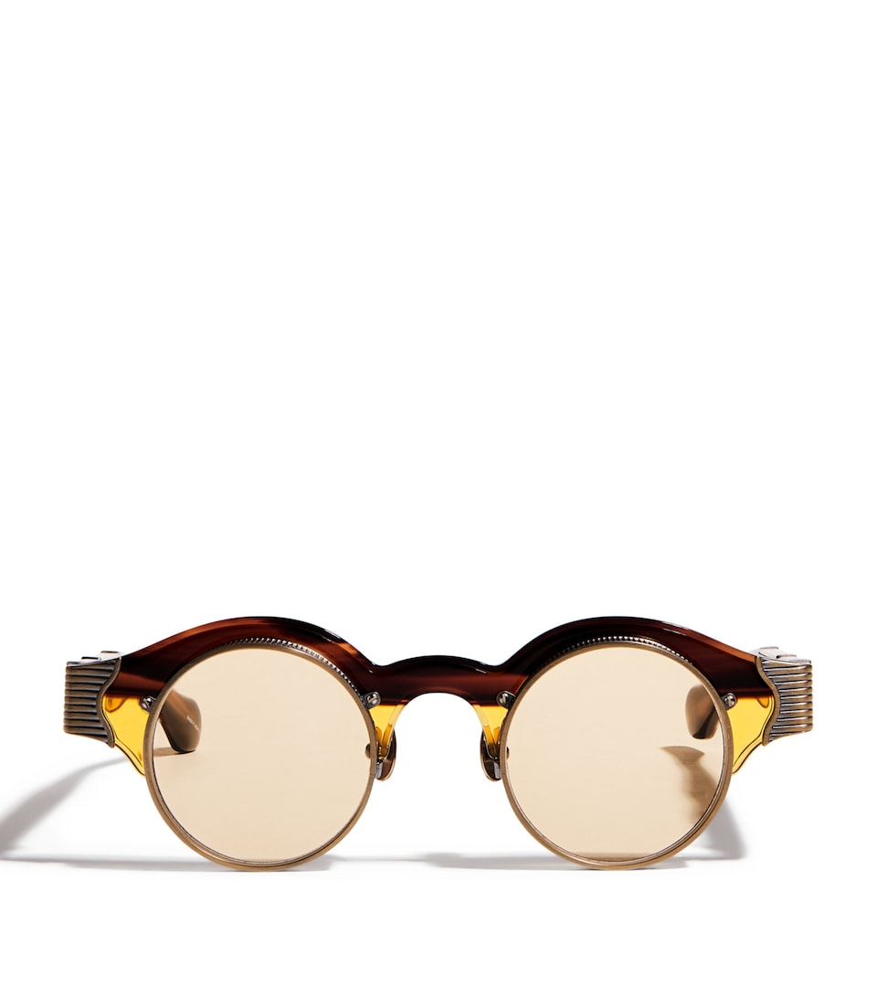 Matsuda 10605H Round Sunglasses Antiqu Gld Café Orng