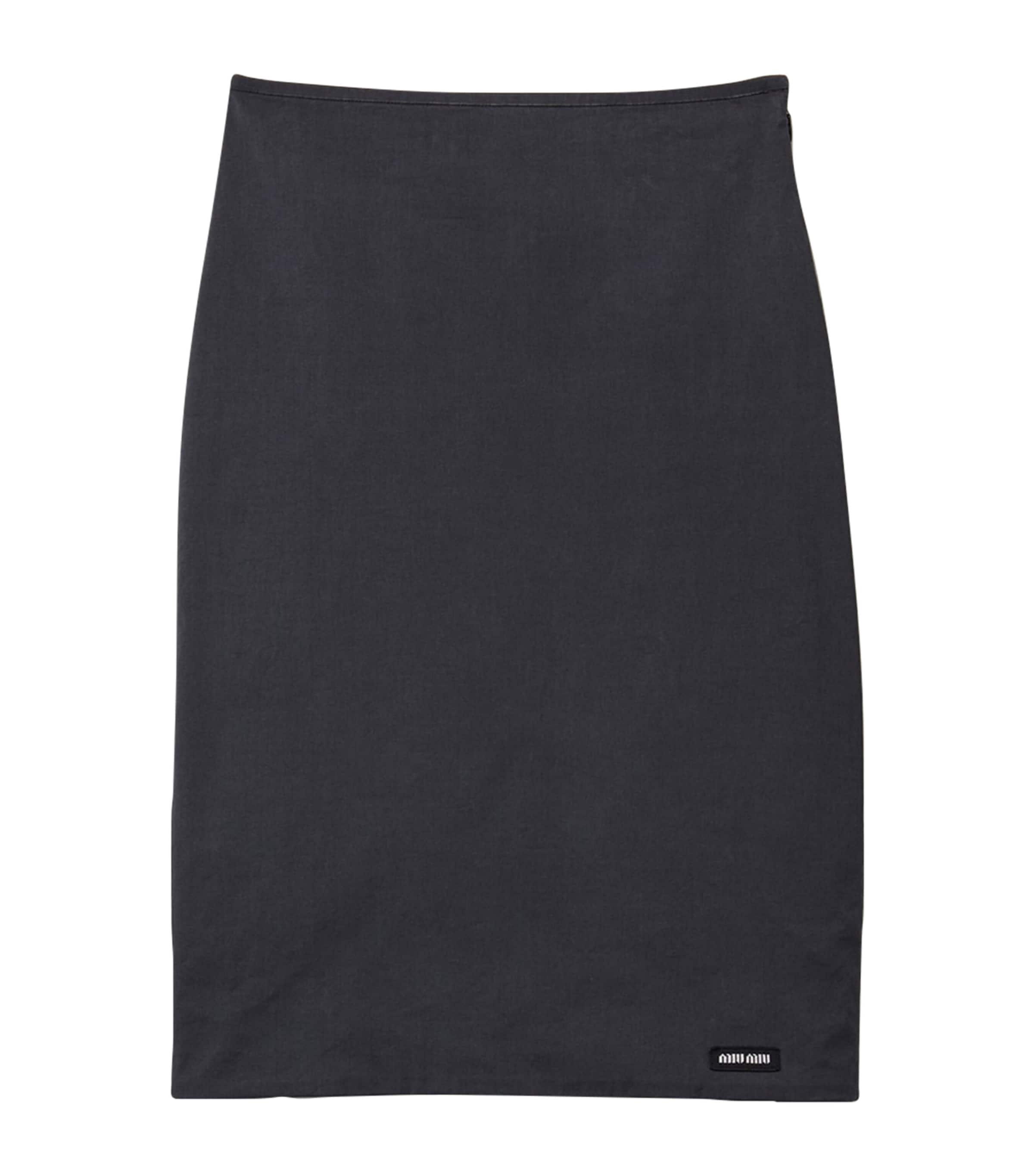 Miu Miu Womens Stretch-Poplin Midi Skirt Black