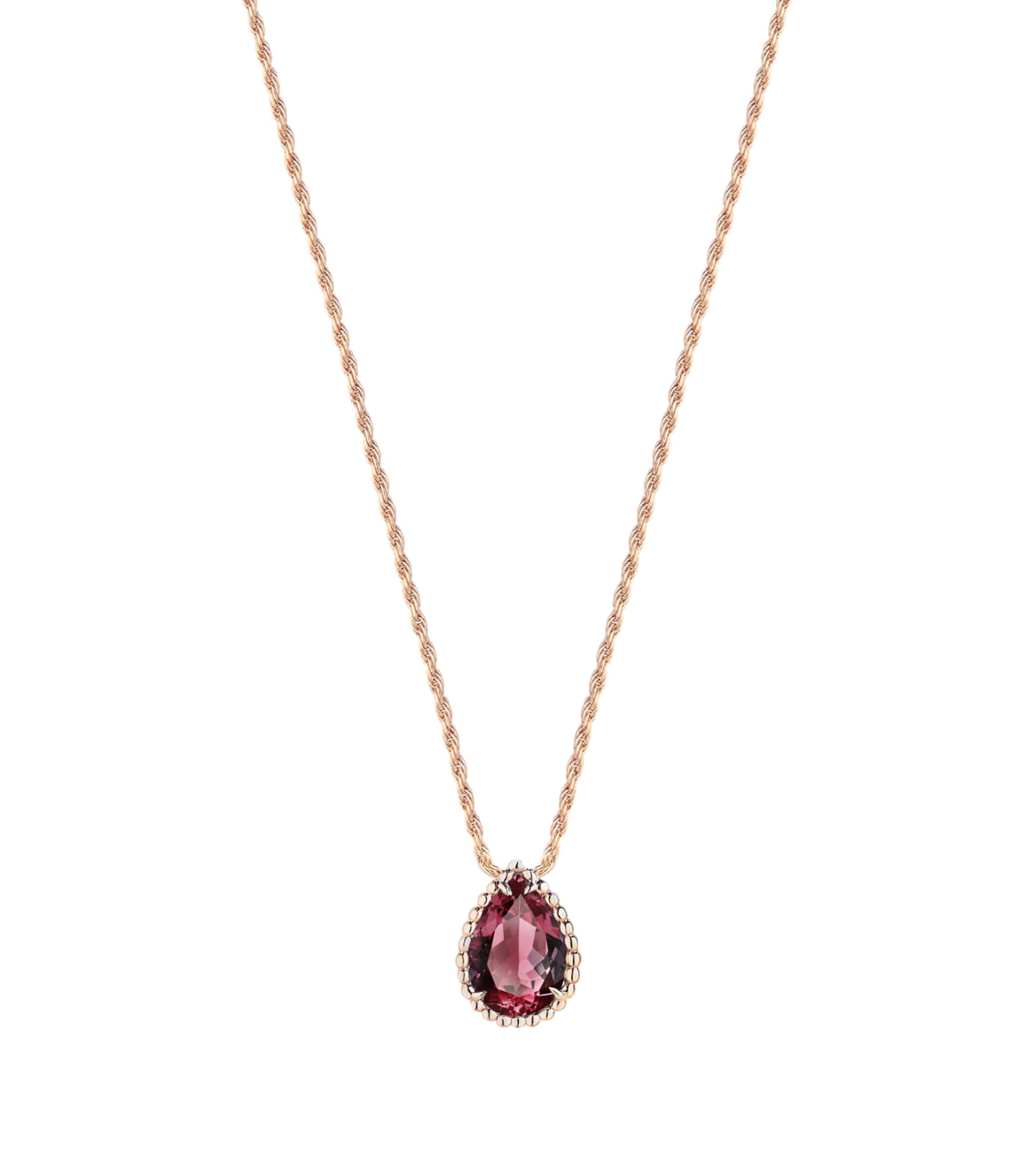 Small Rose Gold and Garnet Serpent Bohème Motif Necklace