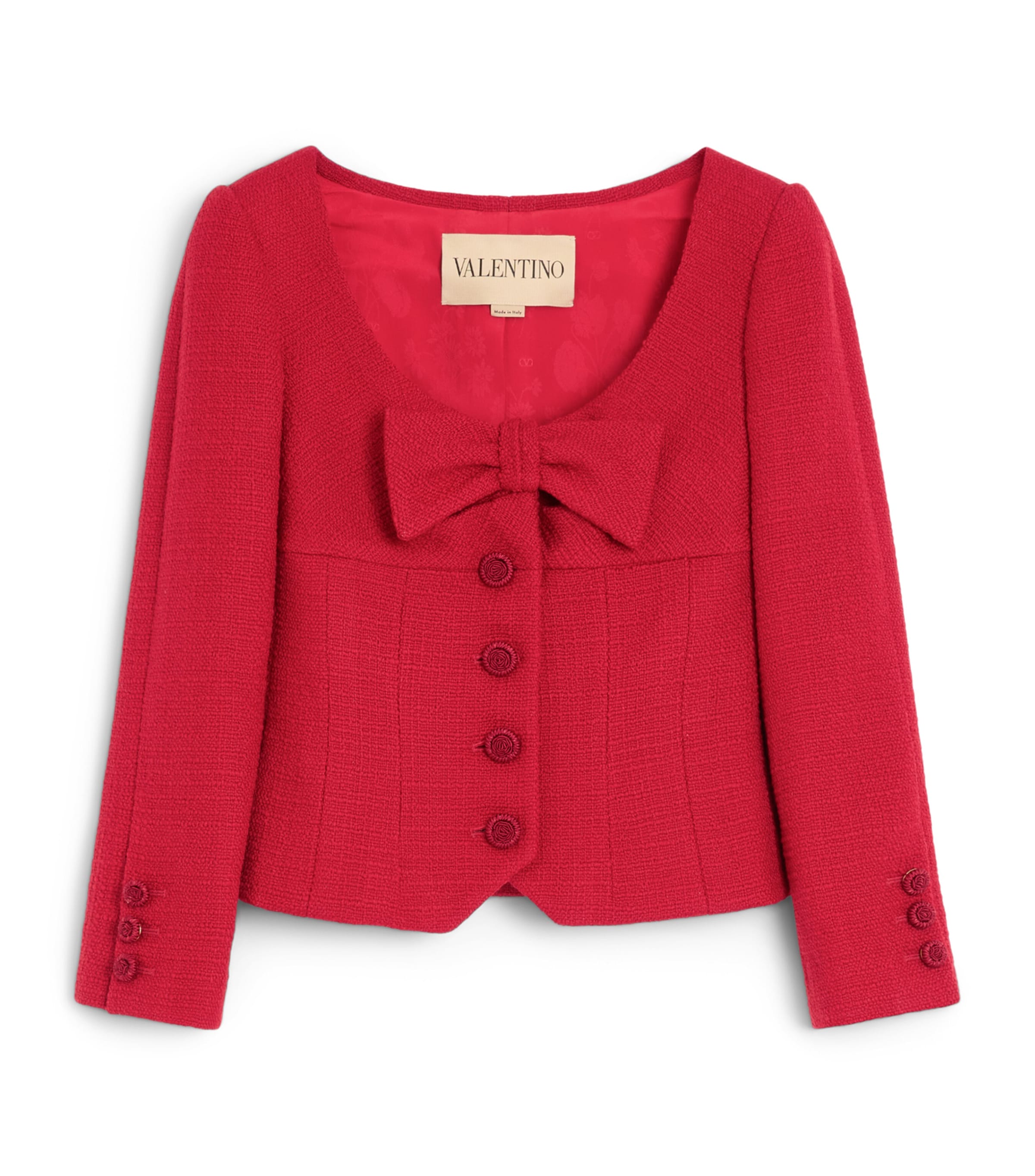 Virgin Wool-Blend Bow Blazer