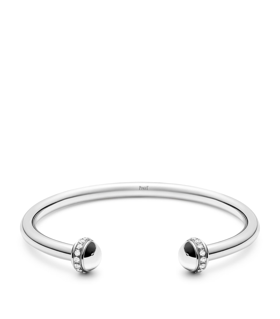 White Gold and Diamond Possession Open Bangle