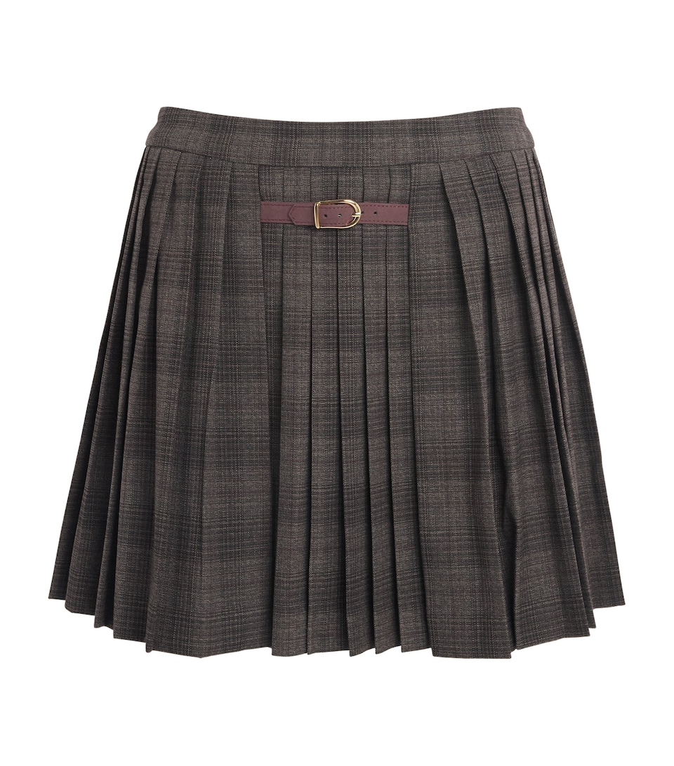 Sandro Paris Womens Check Pleated Mini Skirt Dark Grey