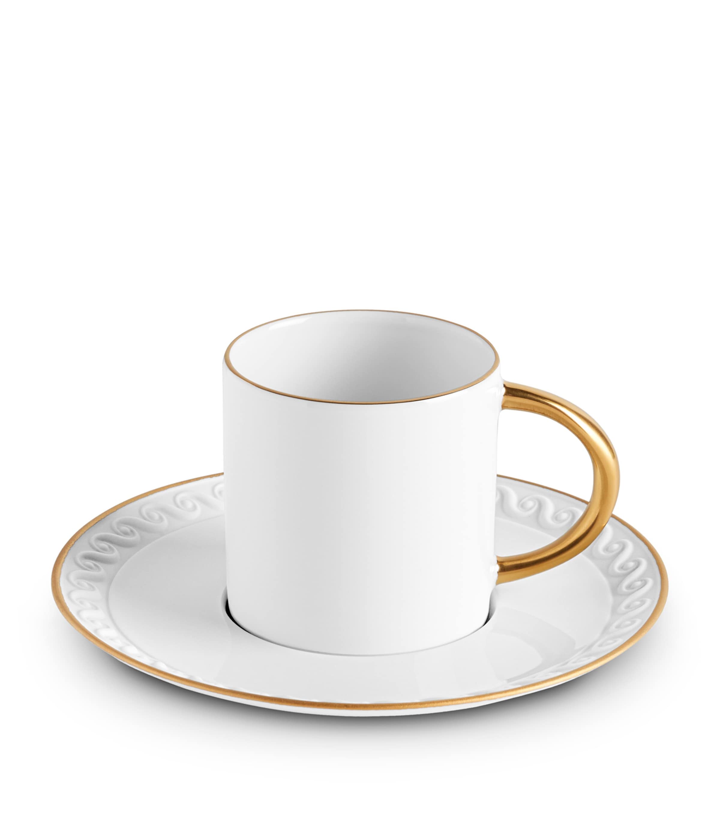 L'Objet Porcelain and Gold Neptune Espresso Cup and Saucer Gold