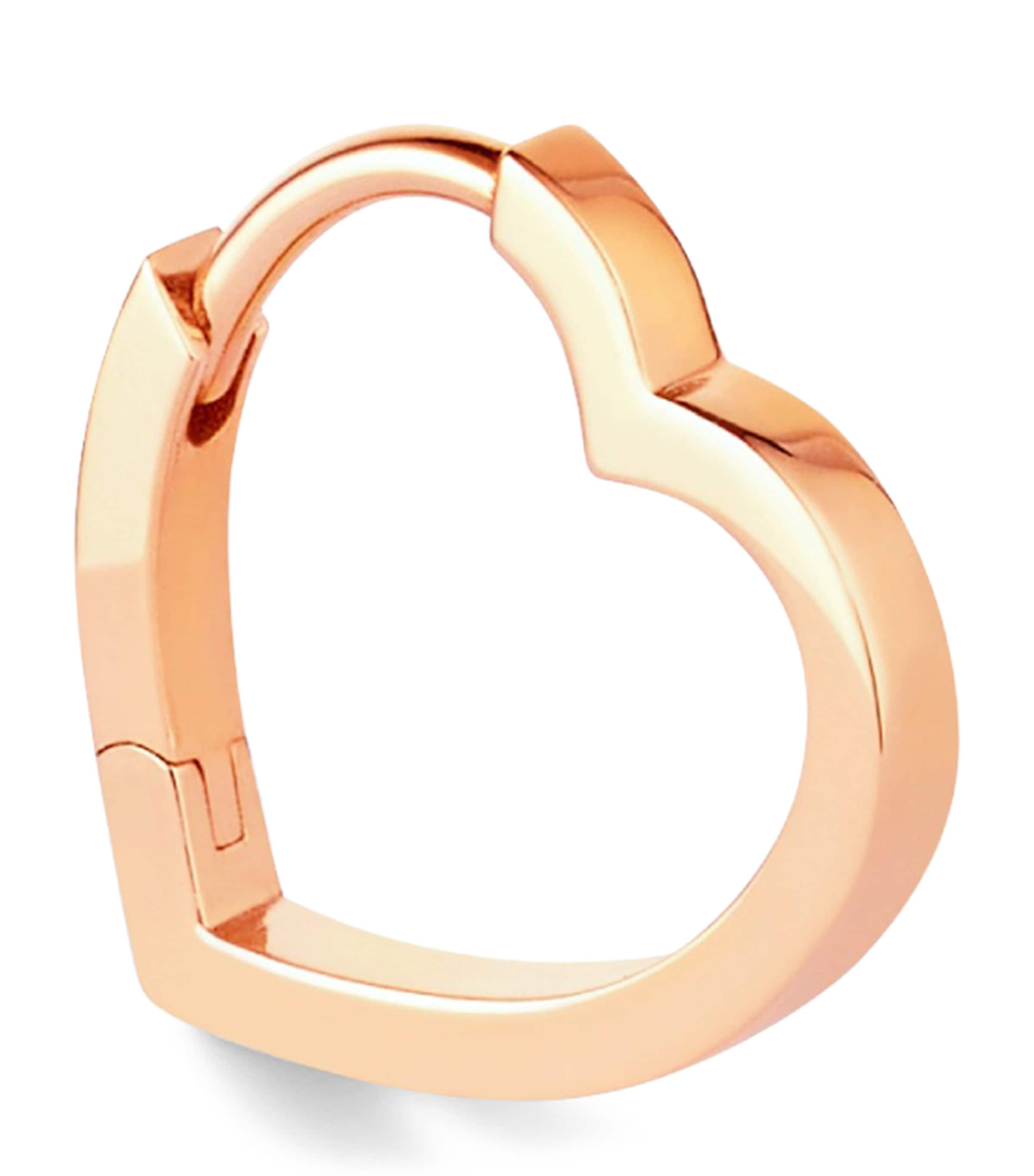 Repossi Small Rose Gold Heart Antifer Hoop Earrings Pink Gold