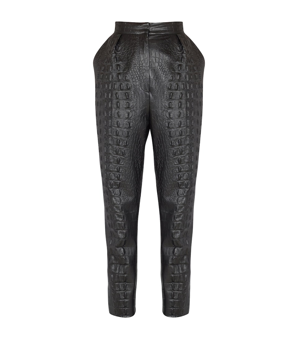 Croc-Embossed Straight-Leg Trousers