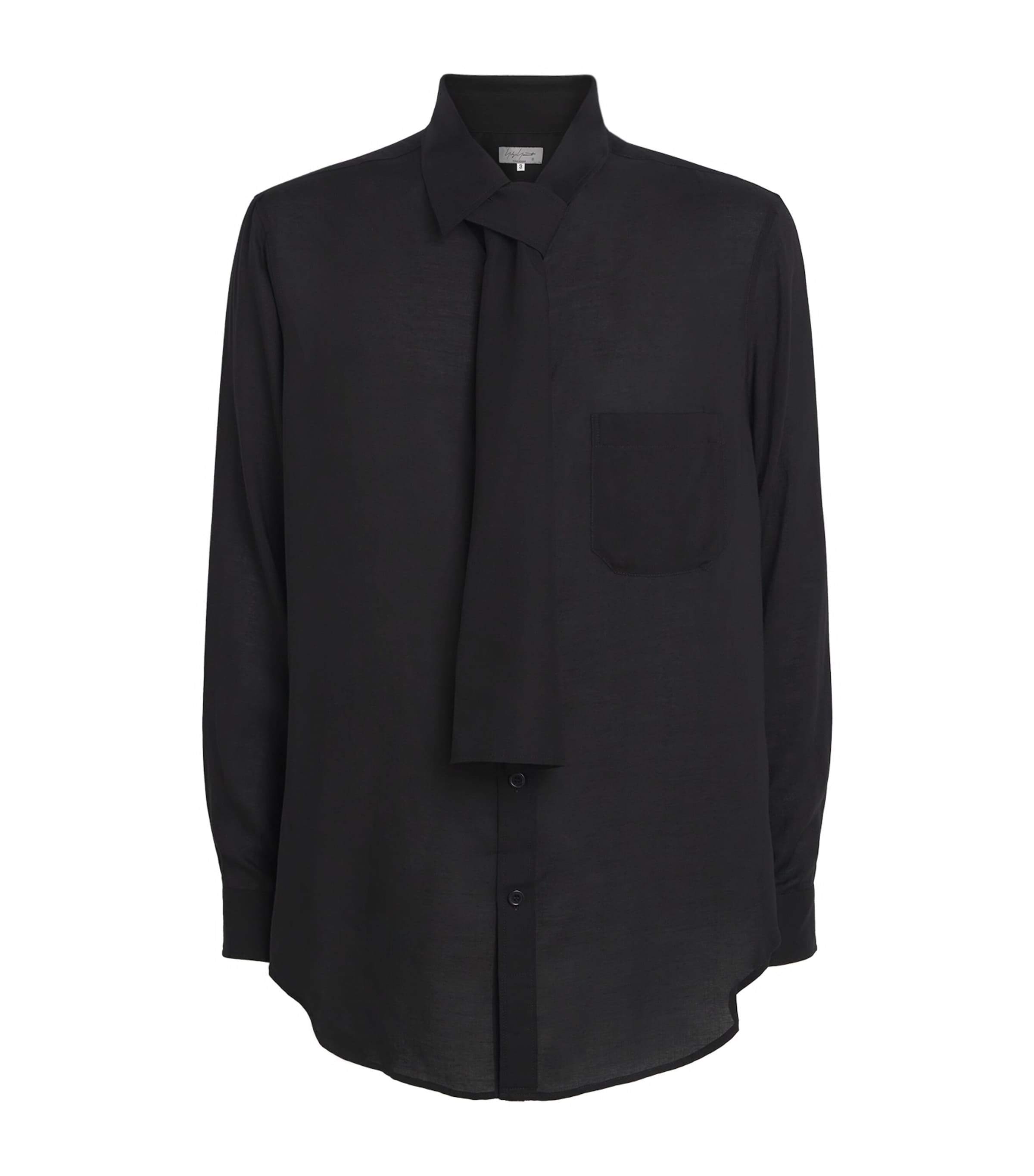 Yohji Yamamoto Mens Stole Collar Shirt Black