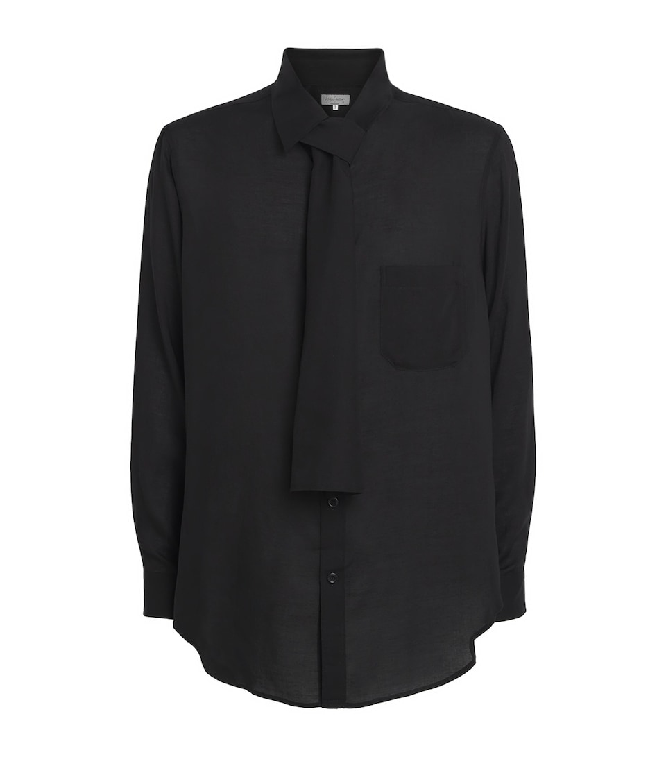 Yohji Yamamoto Mens Stole Collar Shirt Black