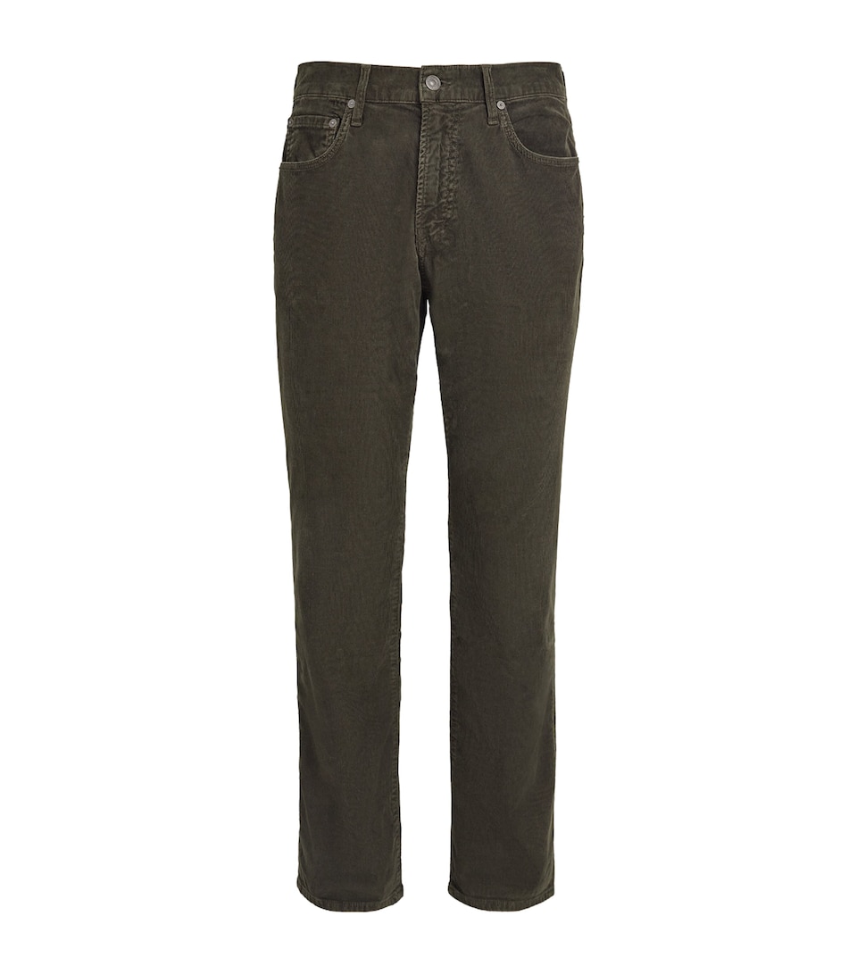 Citizens of Humanity Mens Stretch-Cotton Corduroy Elijah Straight Jeans Olive