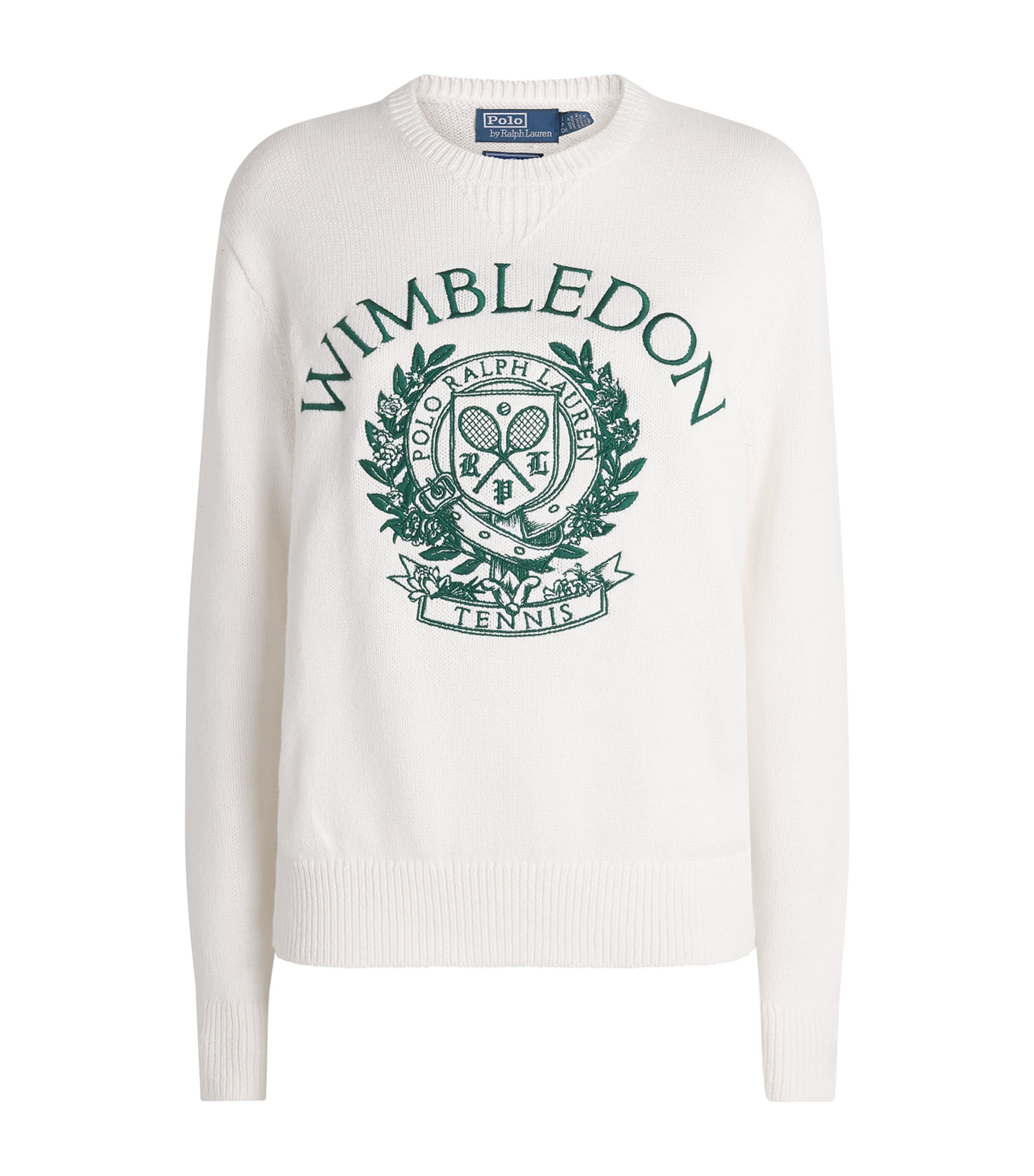 Polo Ralph Lauren Womens x Wimbledon Crew-Neck Sweater Ceramic White