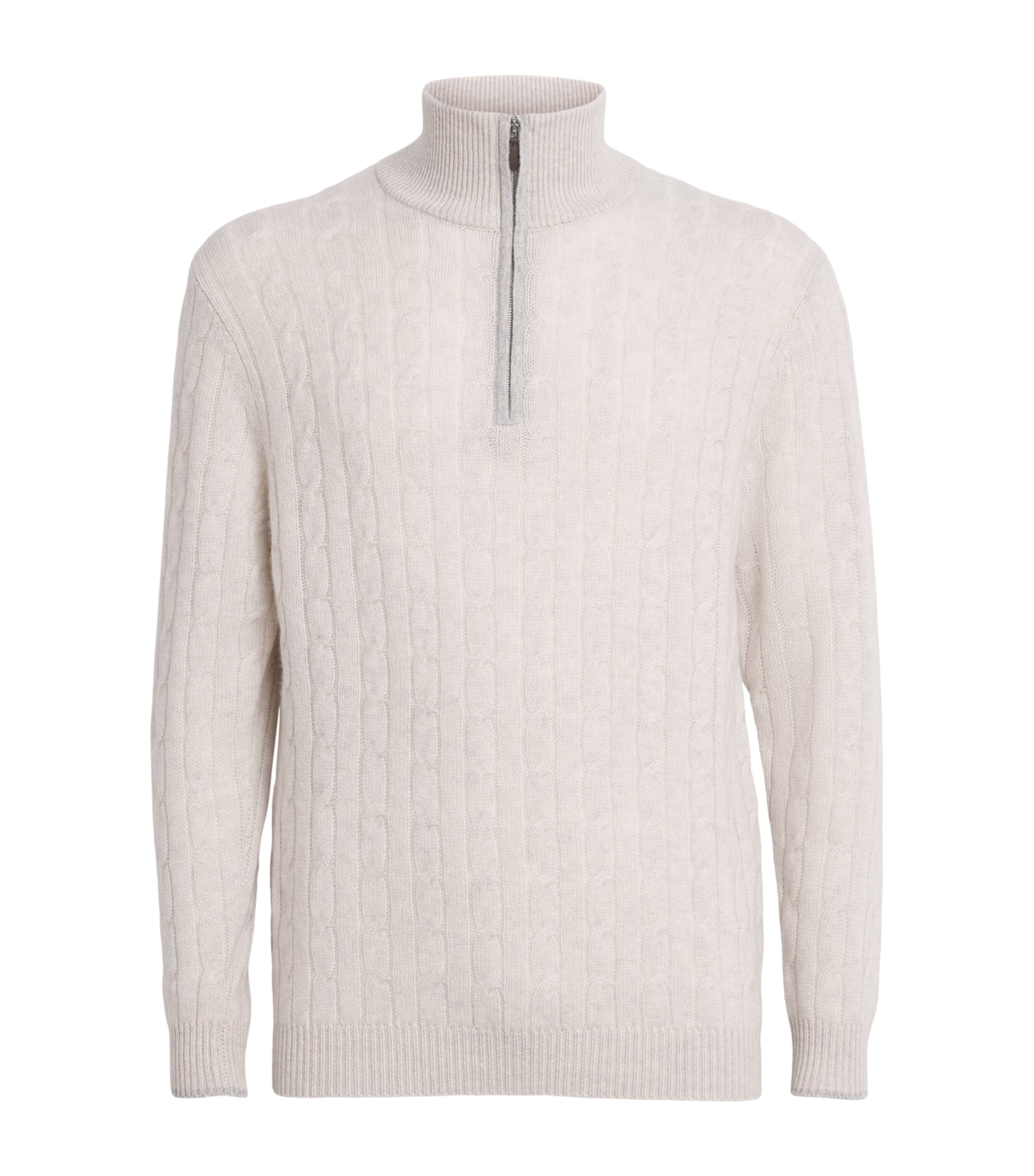 N.Peal Mens Organic Cashmere Albemarle Sweater Pebble Fumo Grey