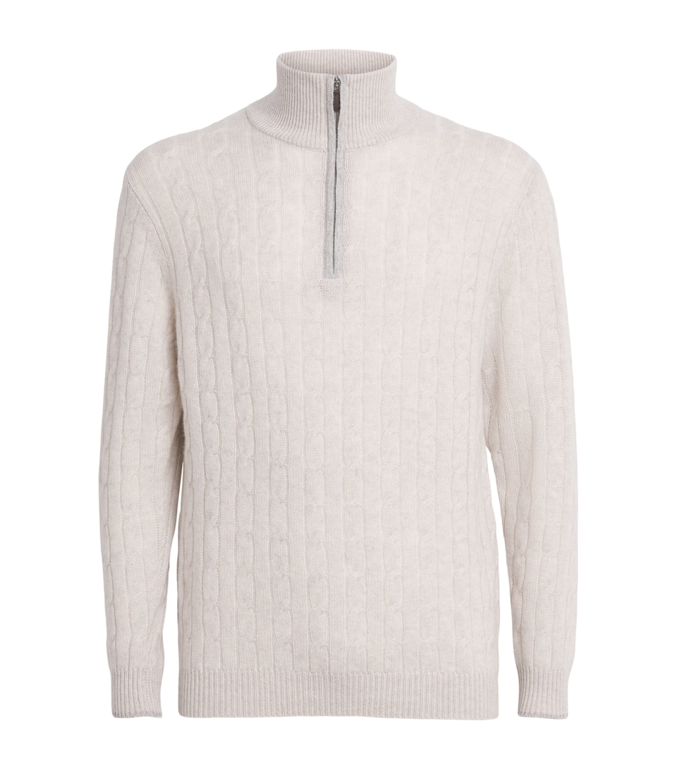 N.Peal Mens Organic Cashmere Albemarle Sweater Pebble Fumo Grey