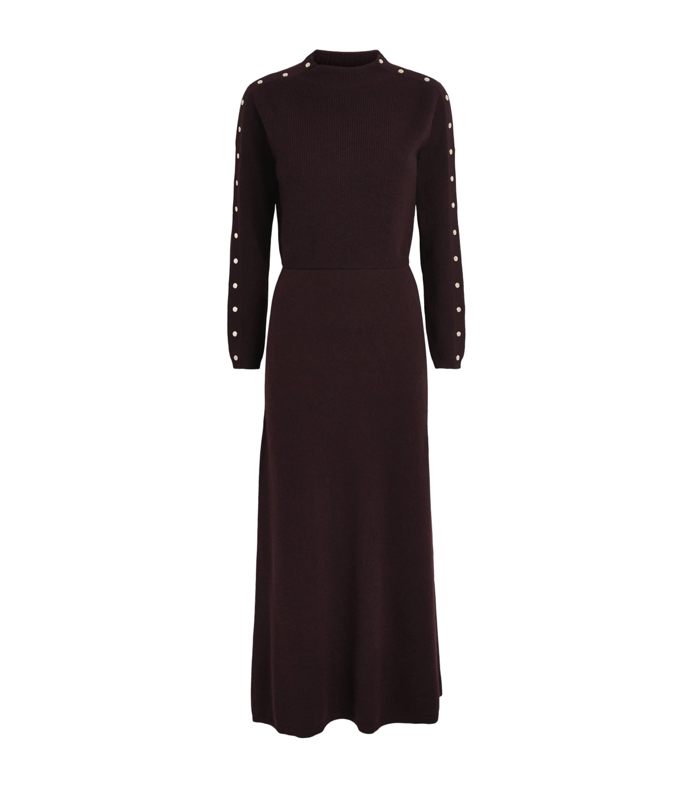 Sandro Paris Womens Wool-Cashmere Layered Maxi Dress Bordeaux