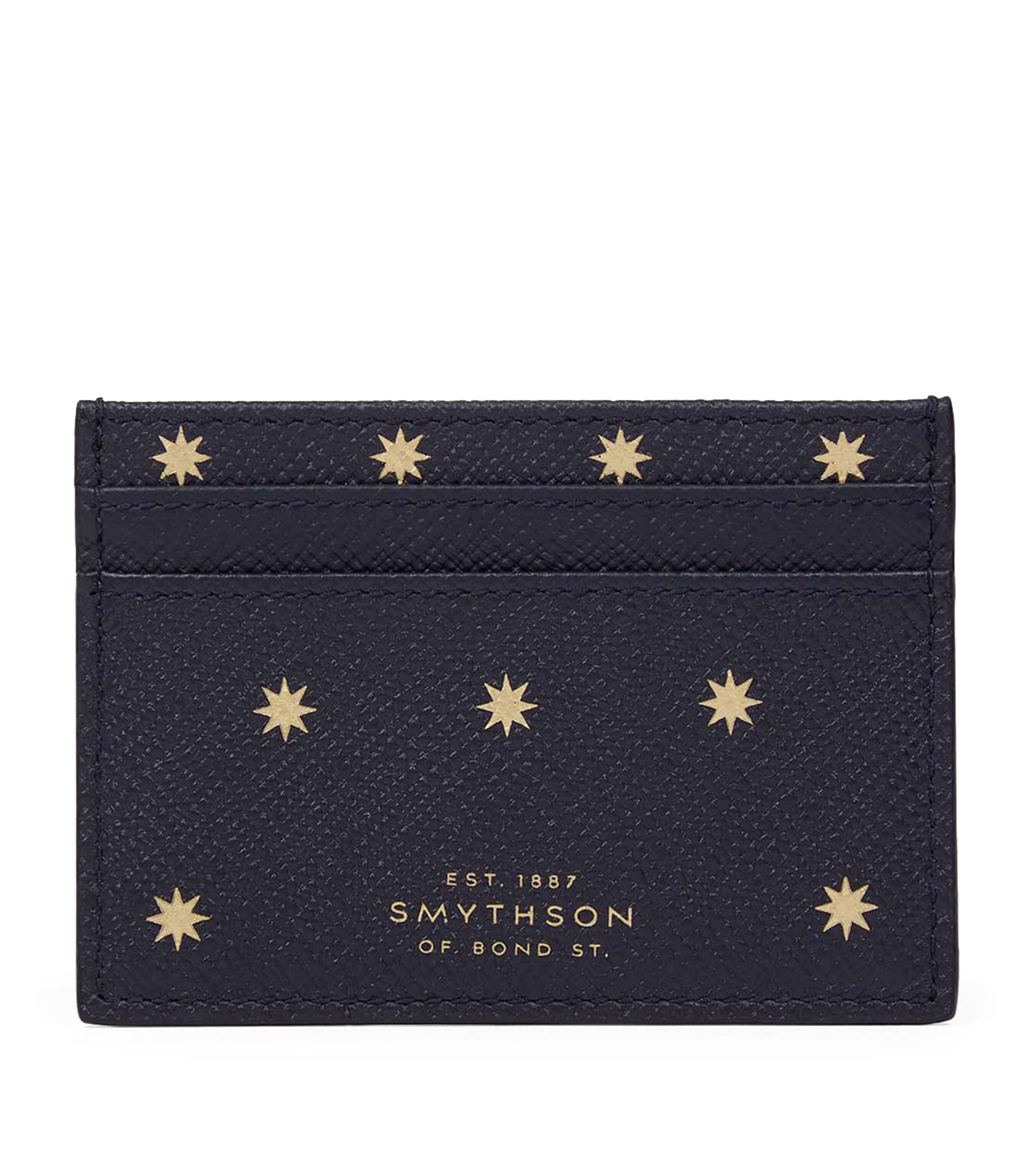 Smythson Panama Leather Stars Card Holder Navy