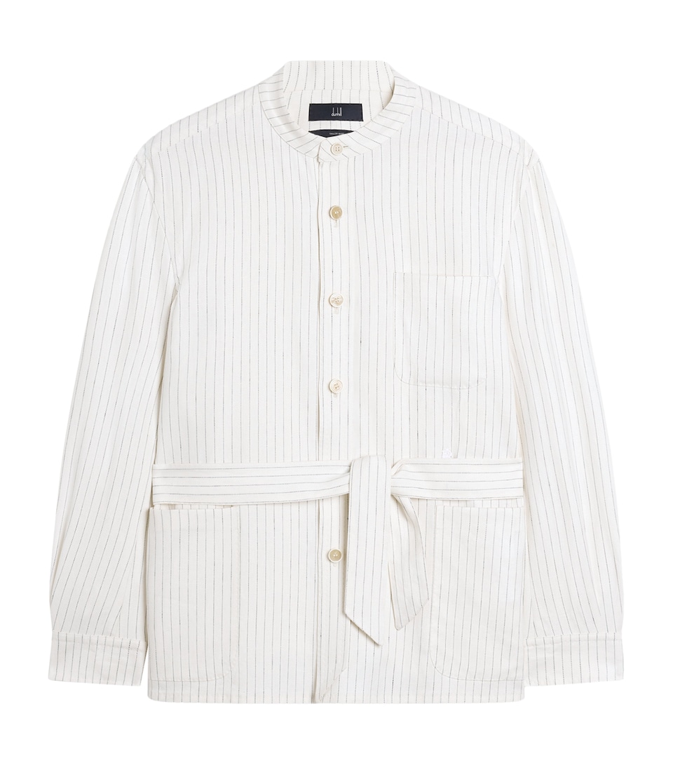 Dunhill Mens Linen Pinstripe Belted Blazer